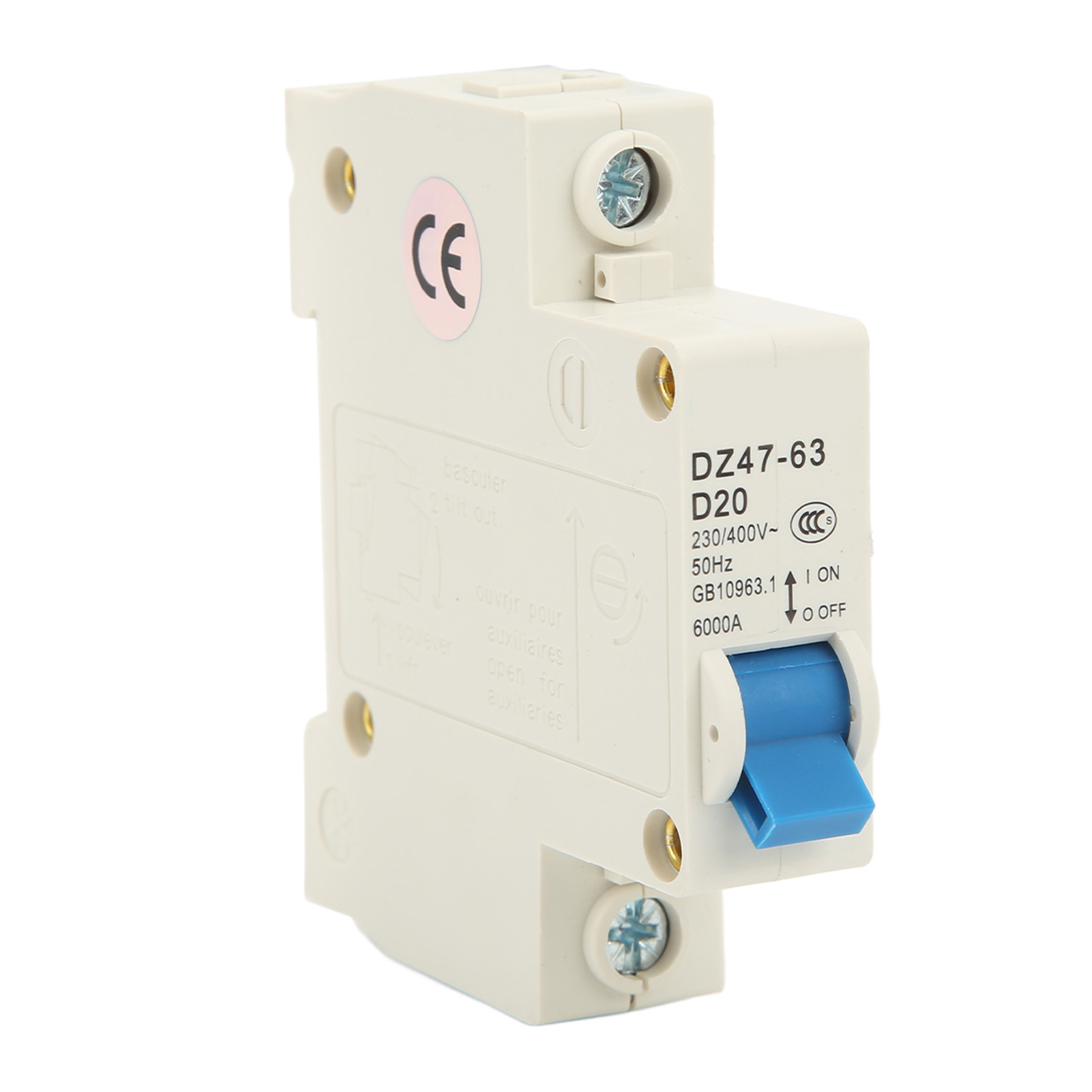 Einphasiger Miniatur-leistungsschalter Für Din-schienenmontage, Überlastschutz, 230 V/400 V Ac, 20 A
