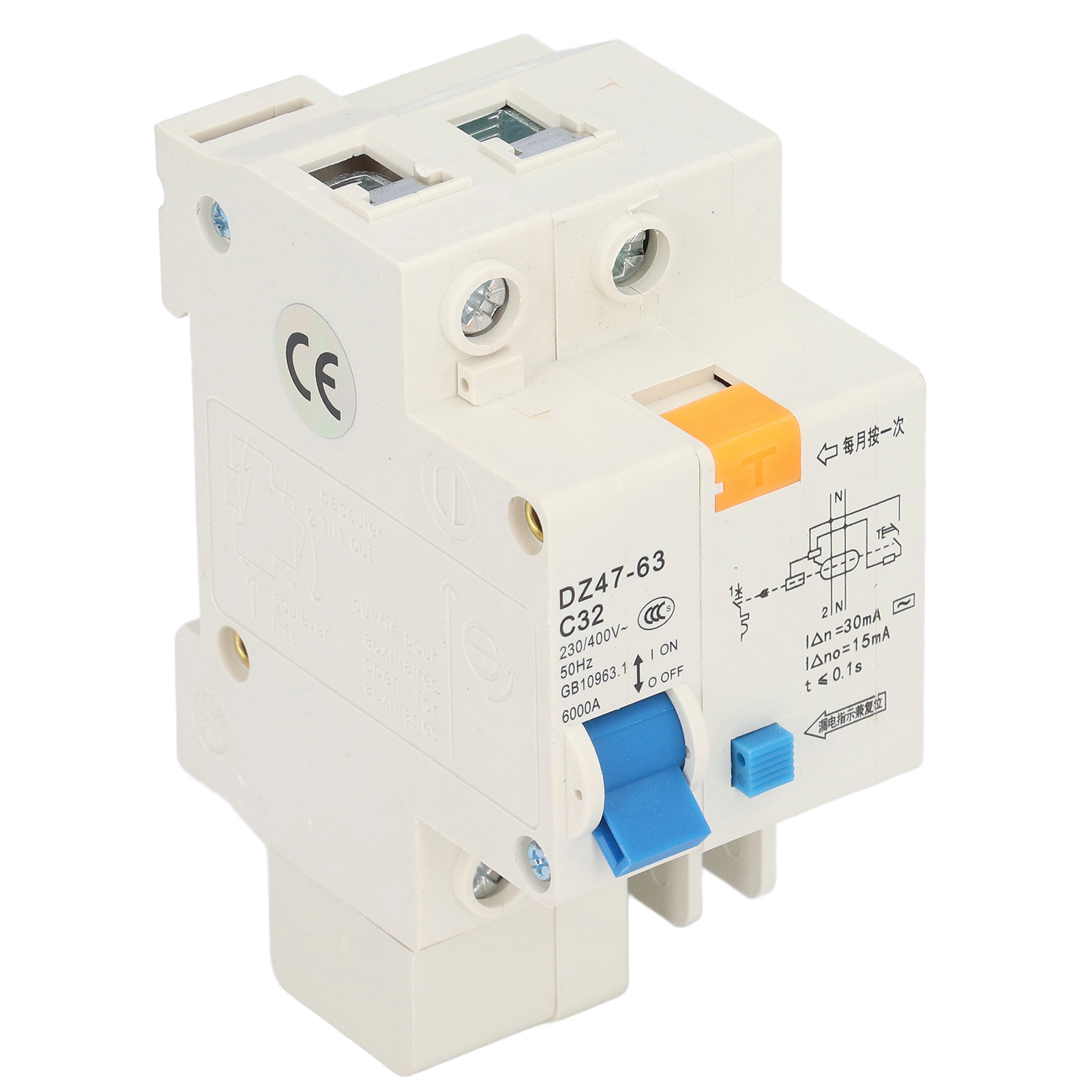 Fehlerstromschutzschalter 30 Ma 230 V/400 V 1p+n 32 A Dz4763 C32