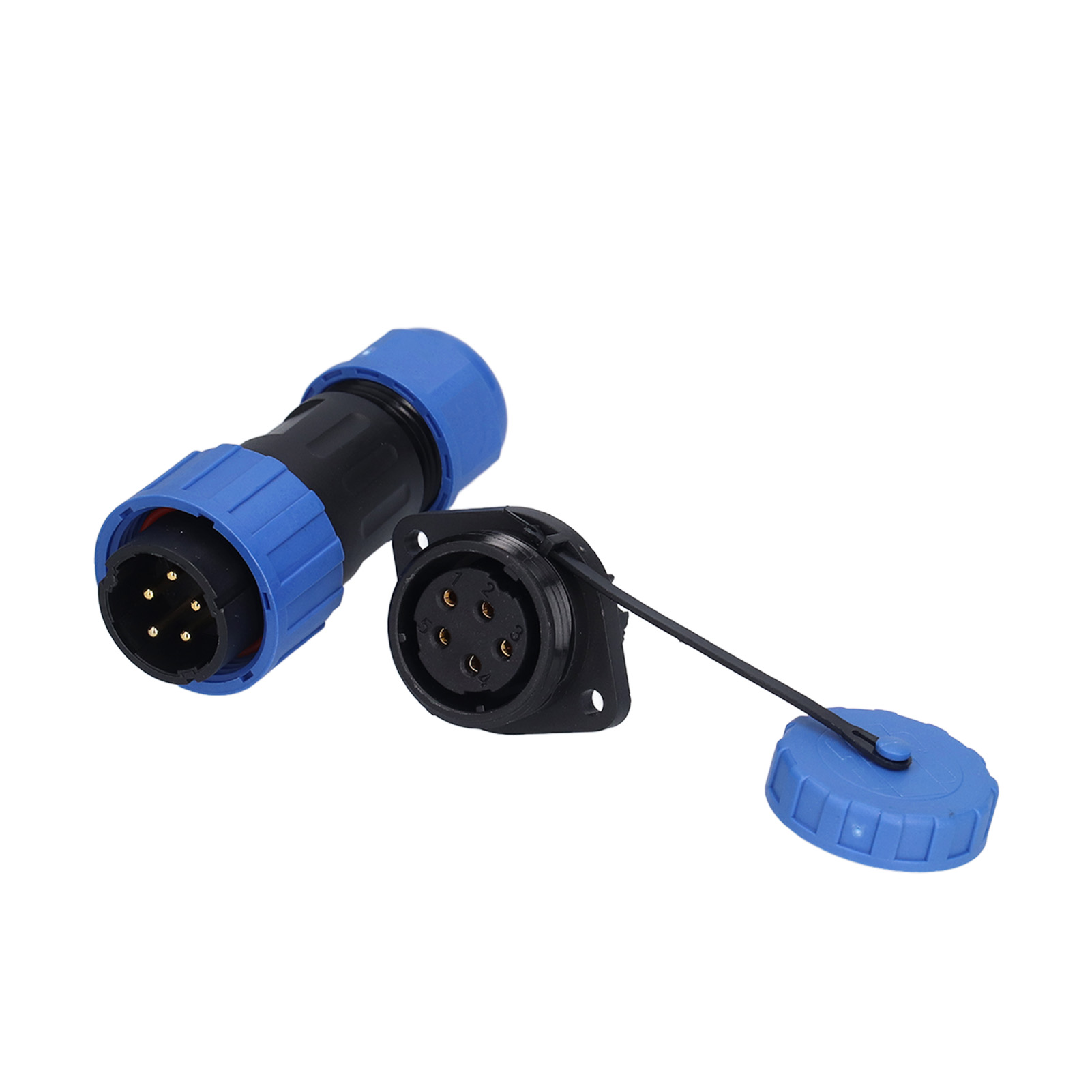 Ip68 Wasserdichter Luftfahrt-stromanschluss Mit Flansch Und Stoßanschluss 250 V 612 Mm Lp20 (5 Pins)