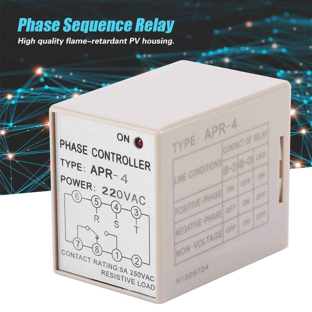 Apr-4 Phasenumkehrschutzrelais, 10 A Phasensequenzsteuerung (220 V Ac)