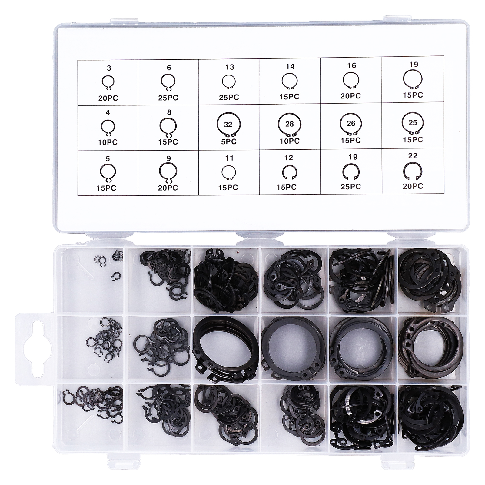 300-teiliges Befestigungsset (sicherungsringe, Gummiringe, C-clips) Für Maschinen Und Fahrzeuge.