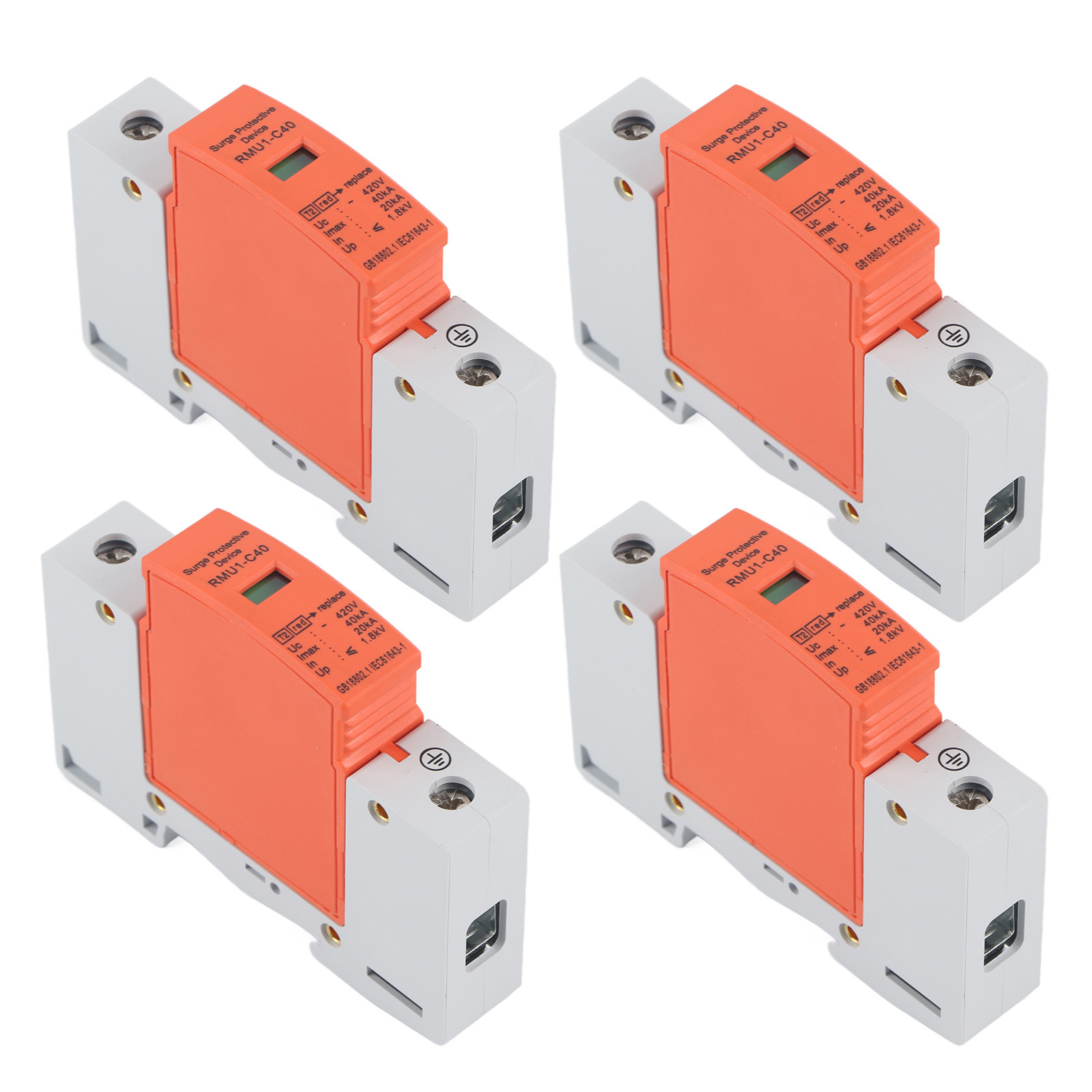 Satz Mit 4 Einzelpunkt-überspannungsschutzgeräten Zur Din-schienenmontage, Überspannungsschutz, 420 V Ac, Rmu1-c40