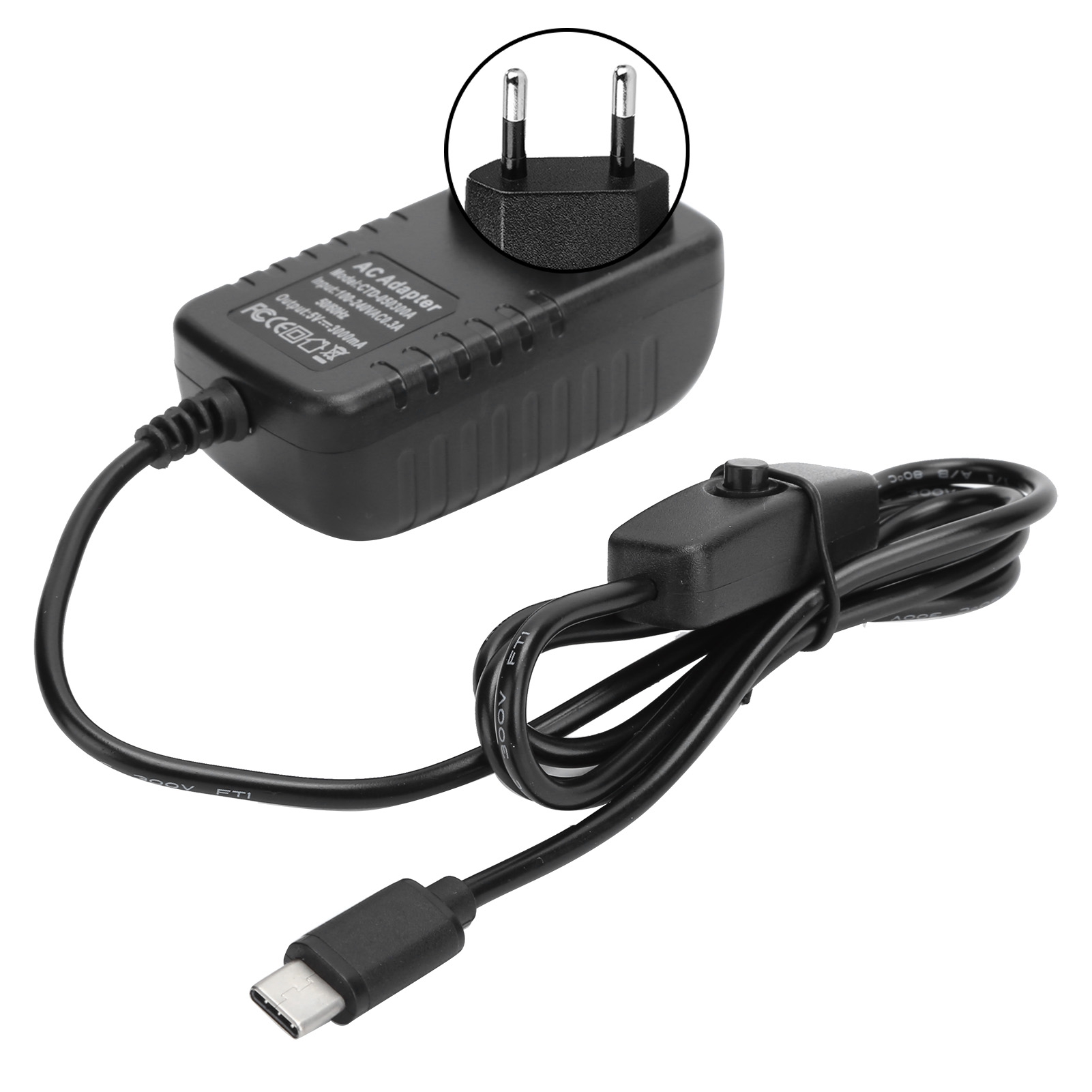 Netzteil Für Raspberry Pi 4b 5v 3a Typ-c Ladegerät Ac-adapter Mit Ein-/ausschalter 100-240v (eu-stecker)