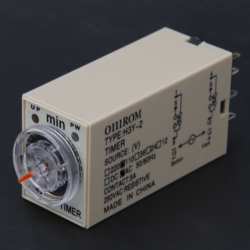 Hochpräzises 8-poliges Zeitverzögerungsrelais H3y-2 Für Haushaltsgeräte Und Elektrische Versorgungseinrichtungen, 0-10 Minuten Zeitverzögerung, 110 V Ac.
