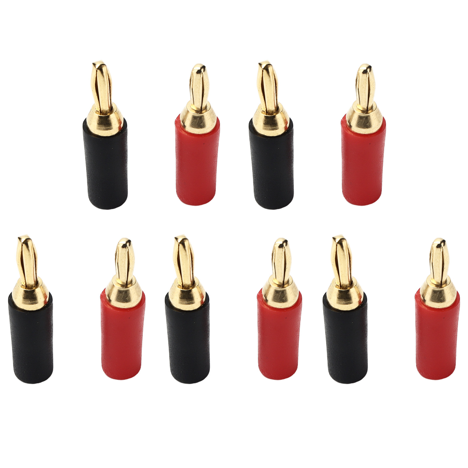 Packung Mit 5 Männlichen Lötverbindern, 2,5 Mm Bananenstecker, Aus Vergoldetem Messing, Rot Und Schwarz.