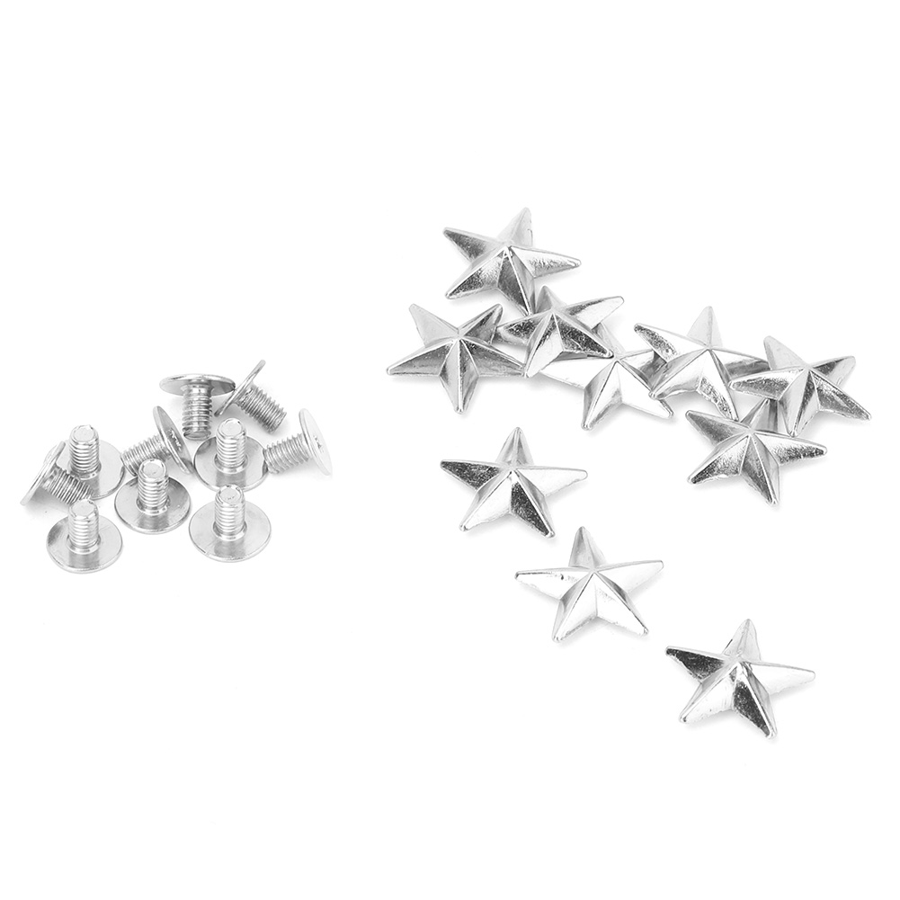 10 Sternförmige, Spitze Metallnieten Zur Verzierung Von Taschen, Schuhen Und Lederwaren (14 Mm, Silber)