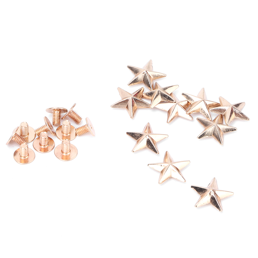 10 Sternförmige, Spitze Metallnieten Zur Verzierung Von Taschen, Schuhen Und Lederwaren (14 Mm, Goldfarben)
