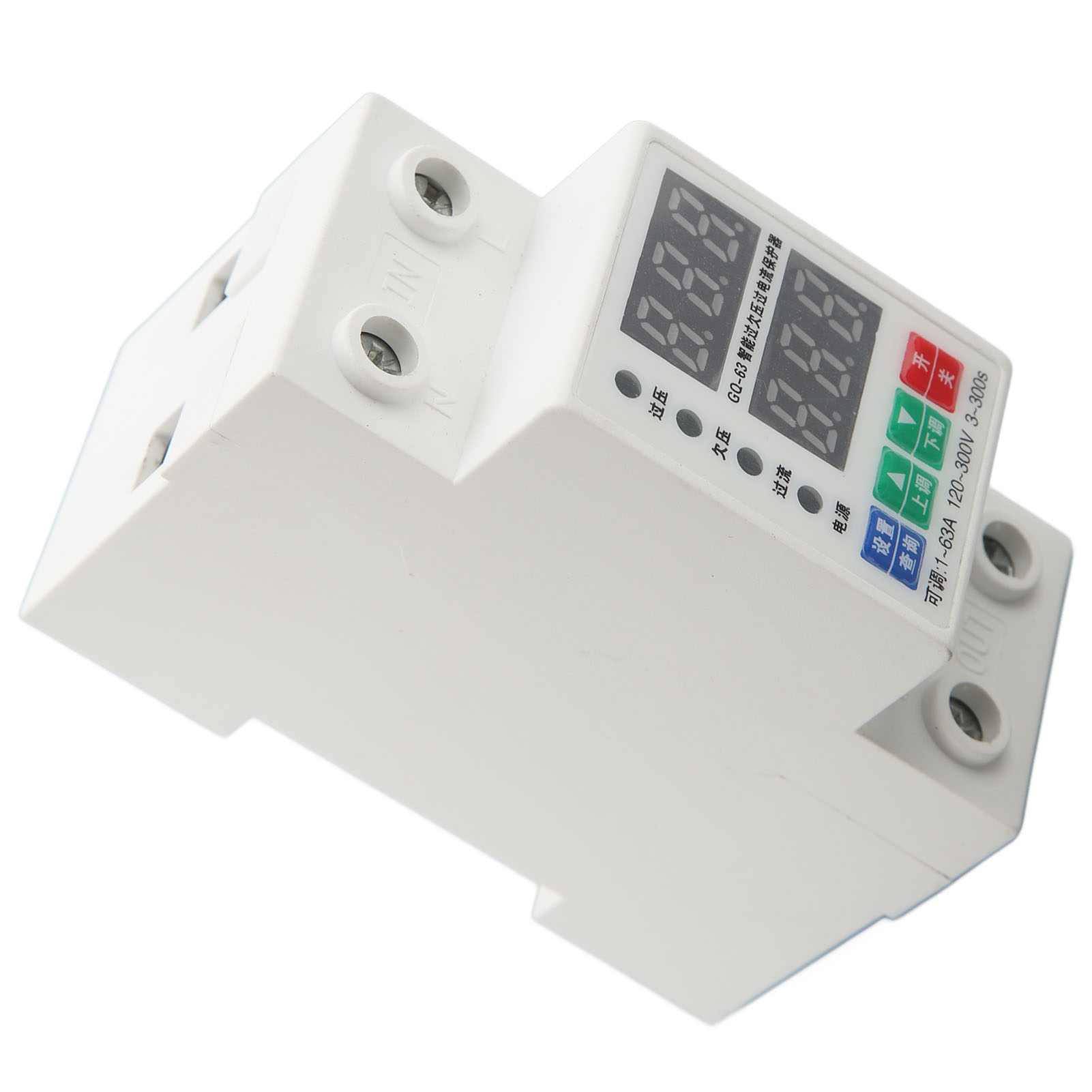 Zweiphasiges Din-schienen-voltmeter Mit Einstellbarem Automatischem Schutzschalter Gegen Überspannung Und Überstrom, 120–300 V, 1–63 A