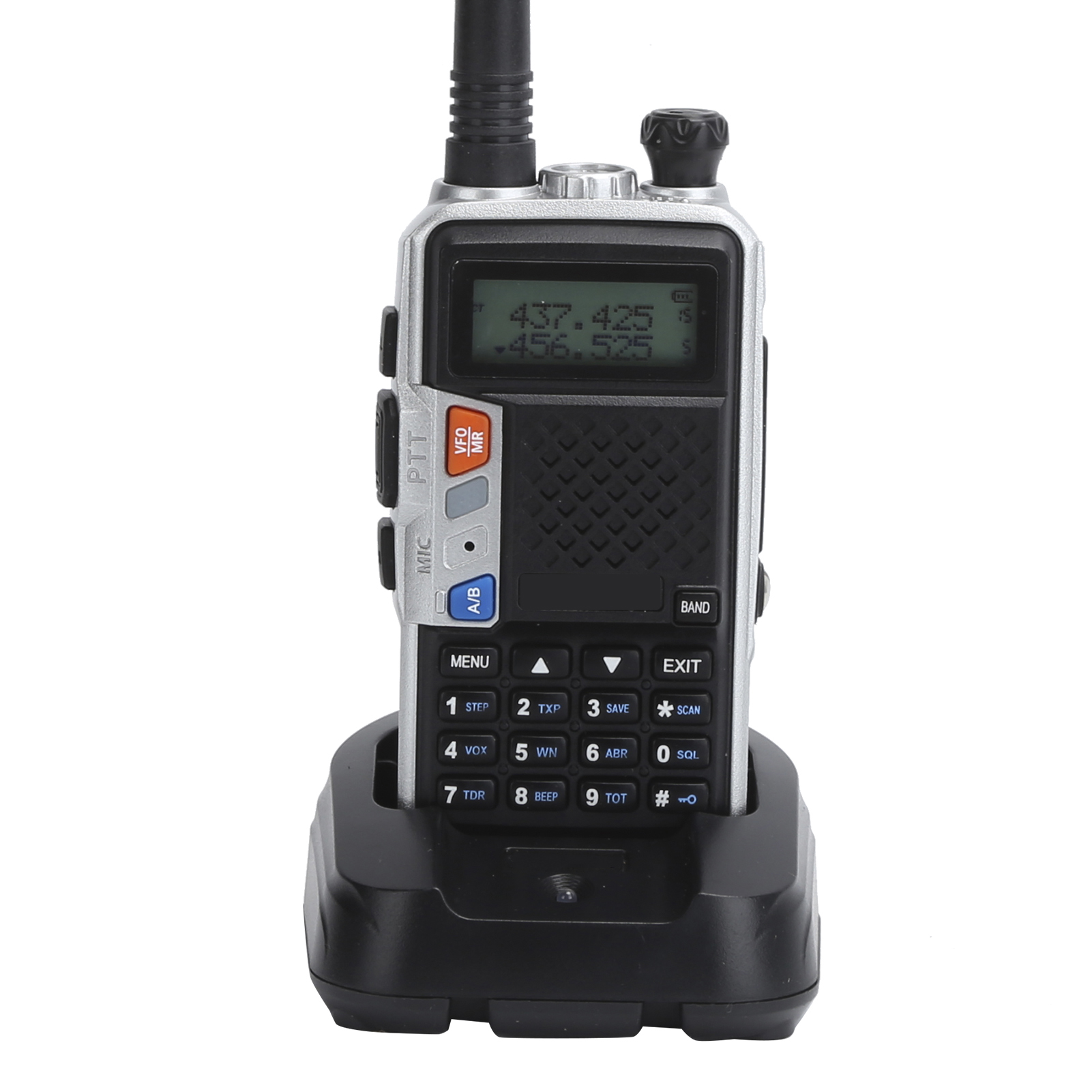 Tragbares Walkie-talkie-set Mit Lcd-bildschirm Und Rückseitigem Clip, 100-240 V, Silberfarben, Eu-stecker.