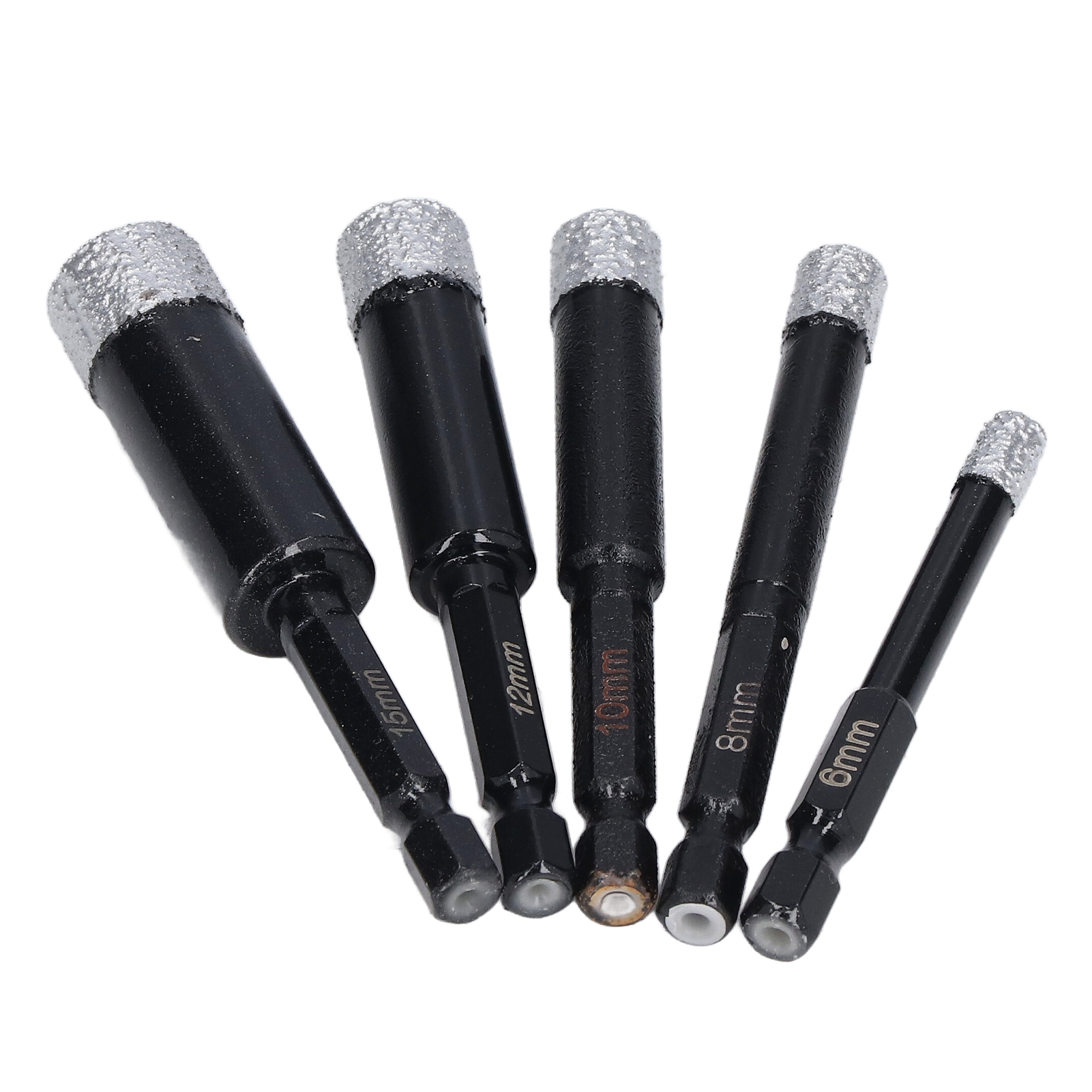 Set Aus 5 Diamant-lochsägen Mit Sechskantschaft Zum Bohren Von Granit, Keramikfliesen Und Marmor (6, 8, 10, 12 Und 15 Mm).