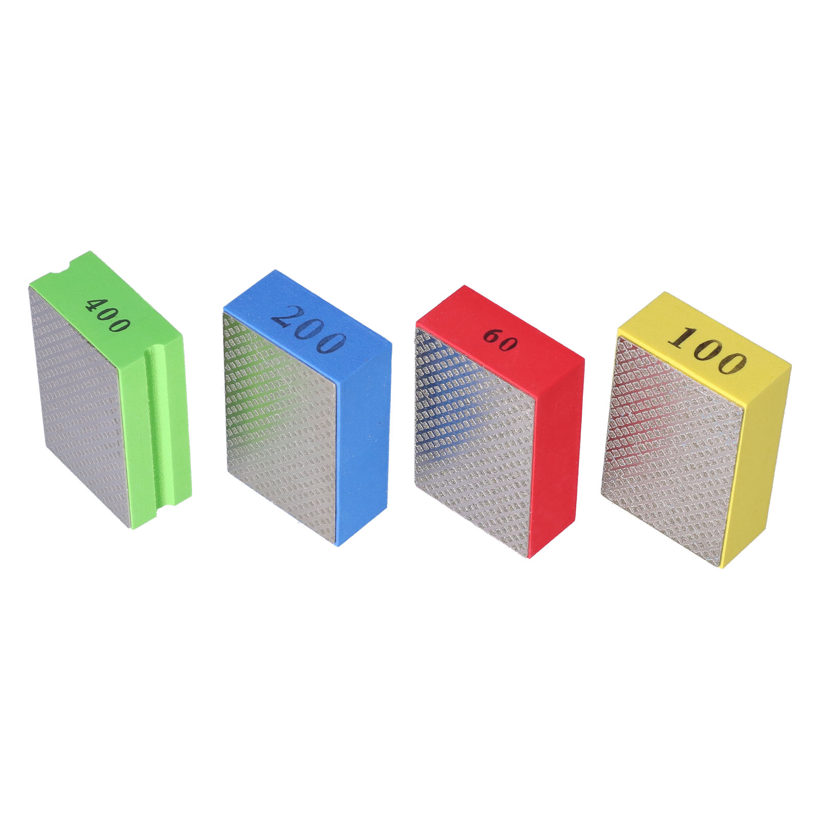 Set Mit 4 Handgeführten Diamantpolierpads Zum Entgraten Und Trimmen Von Fliesen Und Naturstein, Körnungen 60, 100, 200 Und 400