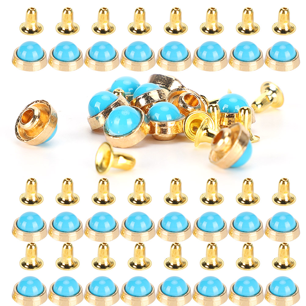 Packung Mit 100 Farbigen Kristallnieten (8 Mm), Dekorativen Zinklegierungsnägeln Für Gepäck, Kleidung Und Schuhe (blau)