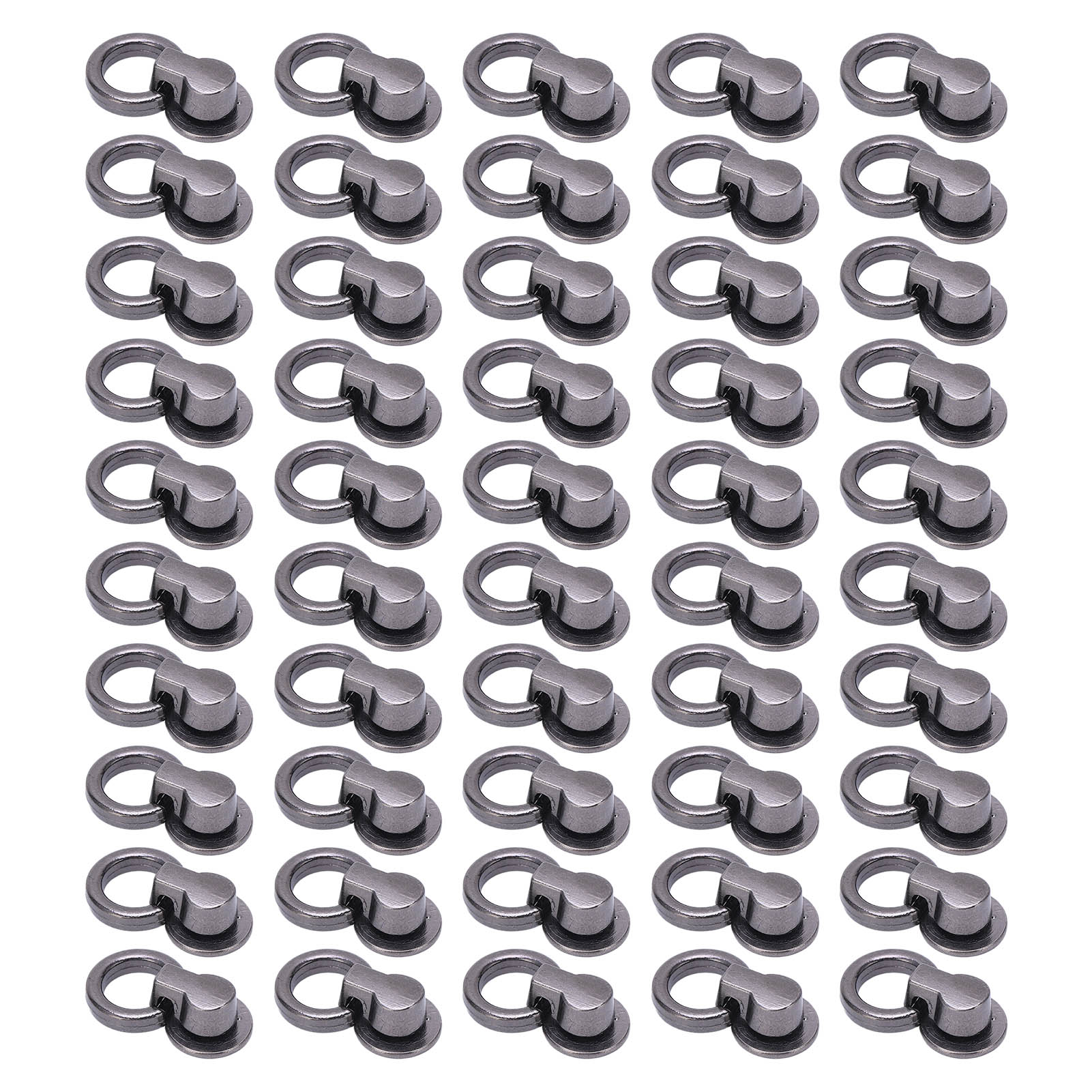 Packung Mit 50 Mönchsnieten Mit Zugringen, In Glänzendem Kupfer, Mit Einem 13 X 12 Mm Rundkopf, Zur Herstellung Von Kleidung, Taschen Und Schuhen. Farben: Silber Und Schwarz.