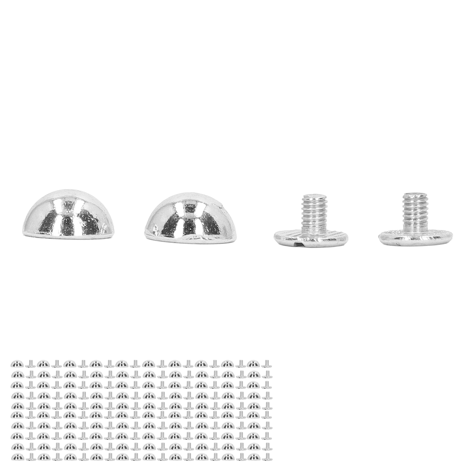 Set Mit 100 Runden, Pilzförmigen, Silberplattierten Ledernieten, 8 Mm Durchmesser. Dekorative Röhrenförmige Metallnieten Für Bastelarbeiten.