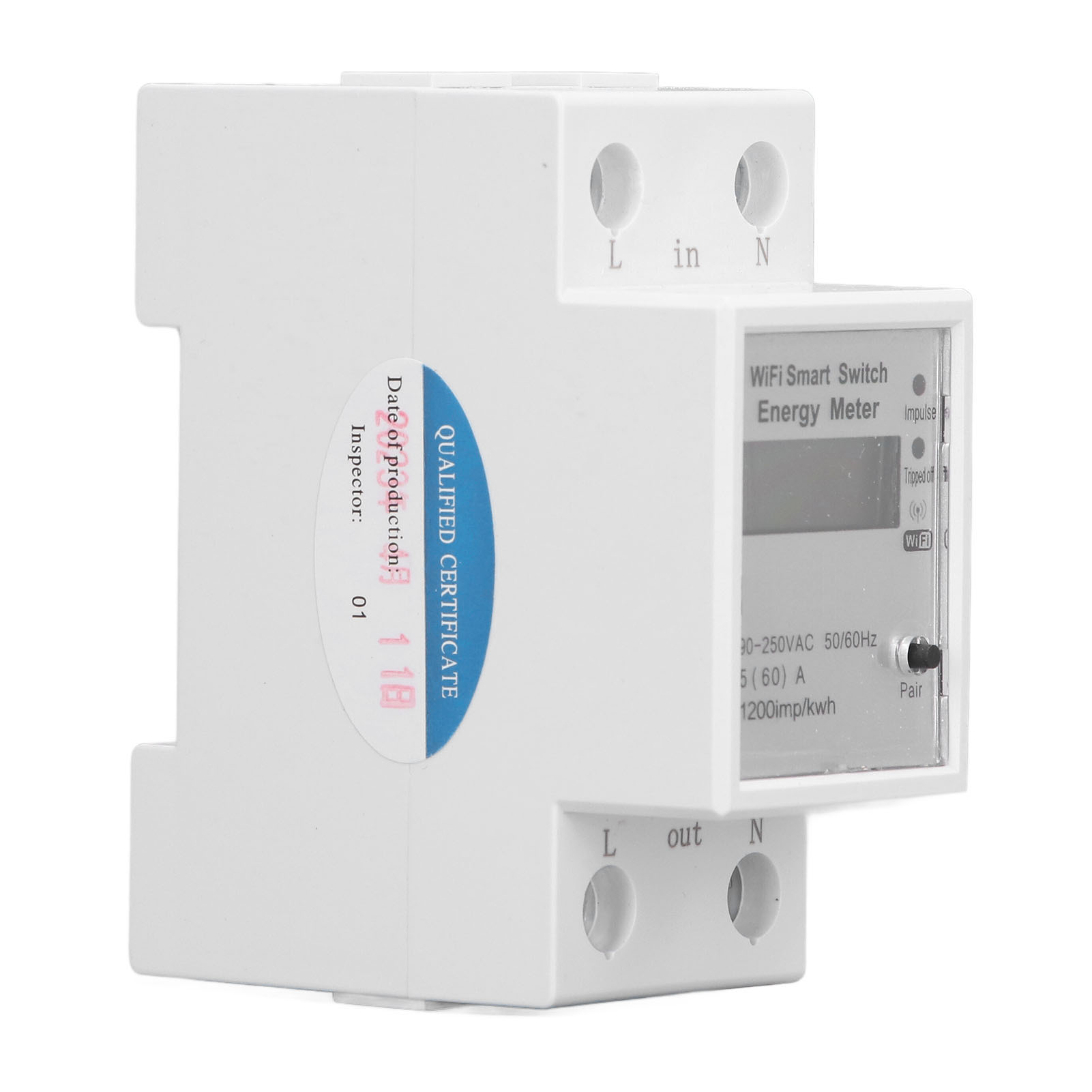 Wlan-energiezähler Mit Leitungsschutzschalter, Mobiler App Und Sprachsteuerung, Einphasig, Din-schienenmontage, 90–250 V Intelligenter Schalter