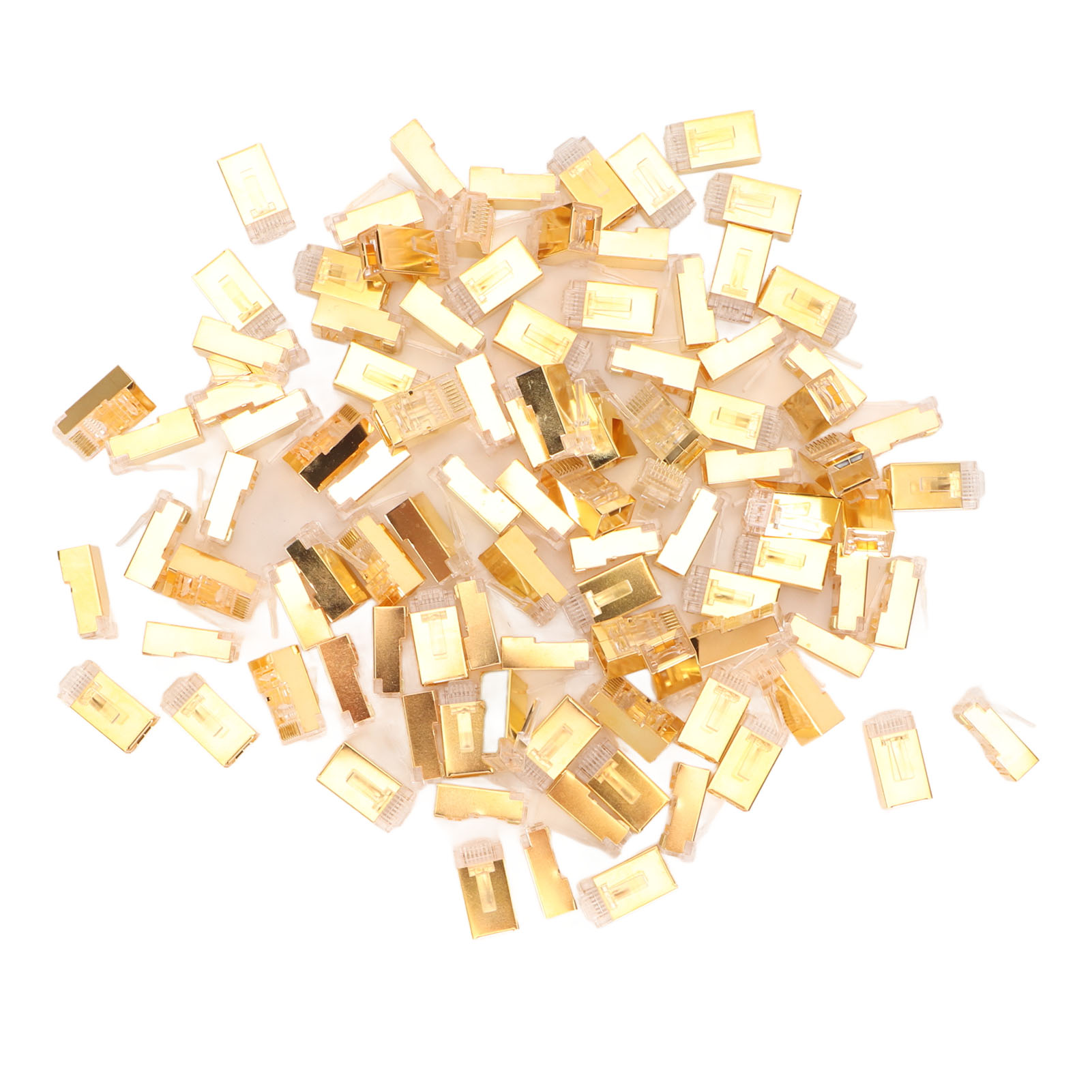 100 Rj45 Cat6e-durchgangslochstecker, Geschirmt In Reinem Kupfer, Sofort Einsatzbereit, 8p8c, Für Ethernet-kabel, Vergoldete Crimp-enden