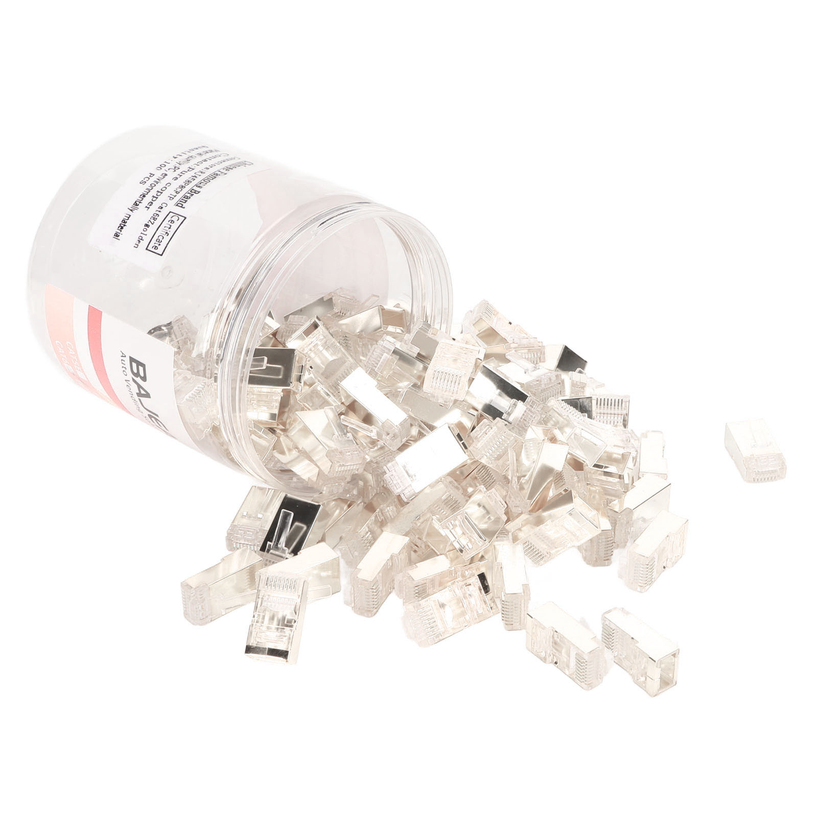 100 Rj45 Cat6e Durchgangslochstecker, Aus Reinem Kupfer, Geschirmt, Sofort Einsatzbereit, 8p8c, Für Ethernet-kabel, Gecrimpt, Versilbert.