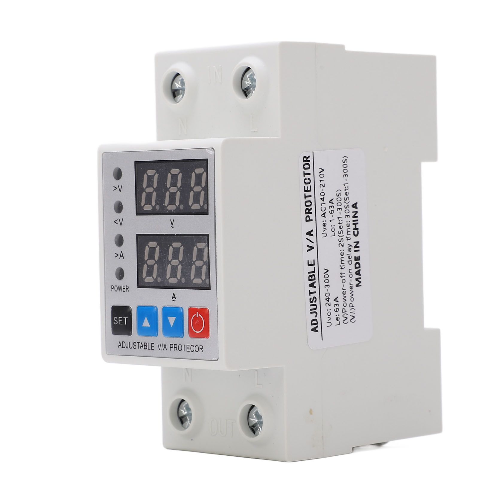 Überspannungs- Und Unterspannungsschutzgerät, Digitales Spannungsrelais Mit Zwei Einstellbaren Anzeigen Auf Din-schiene, 240–300 V