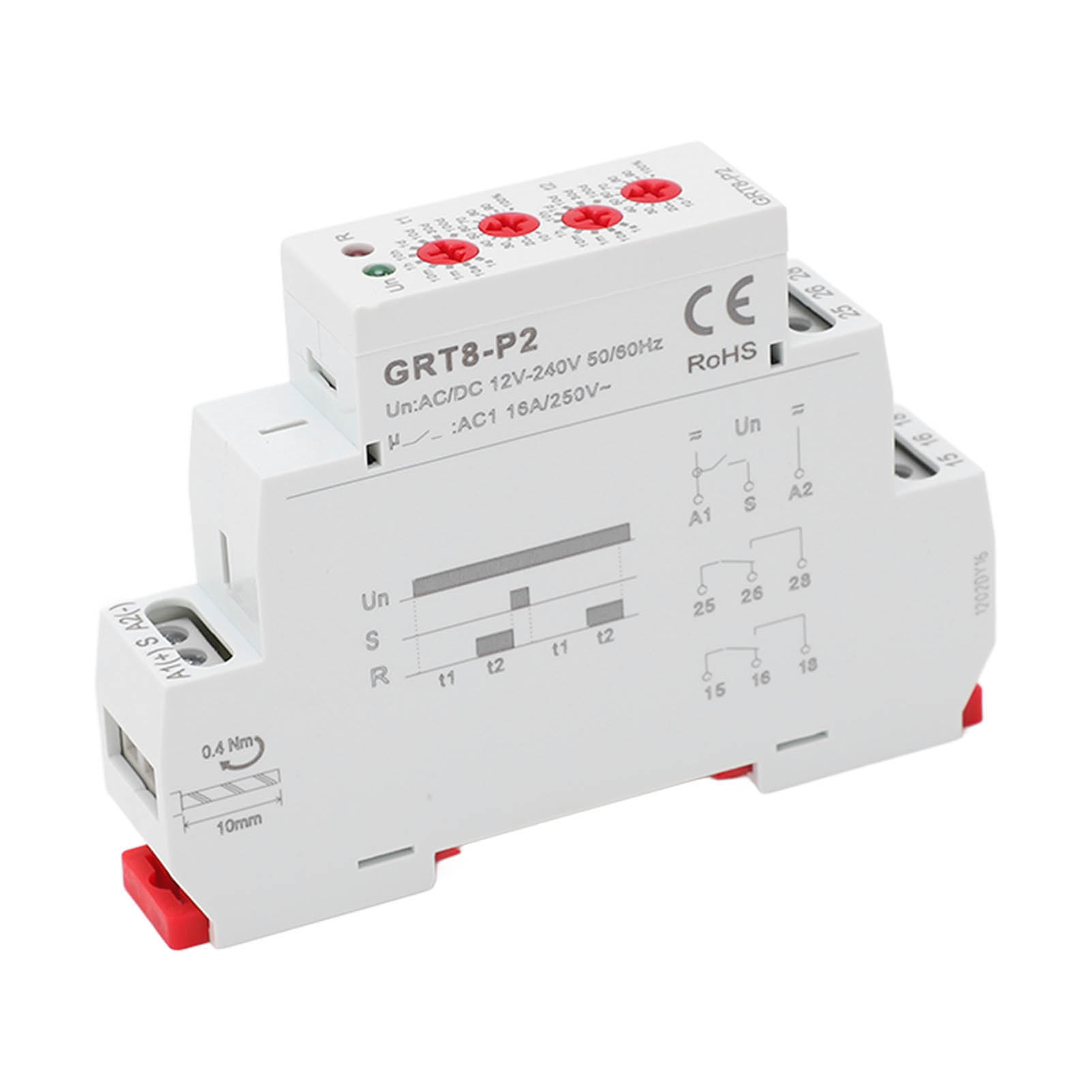 Mini-impulsverzögerungsrelais, Din-schienenmontage, Flammhemmendes Abs-gehäuse, 12–240 V Ac/dc