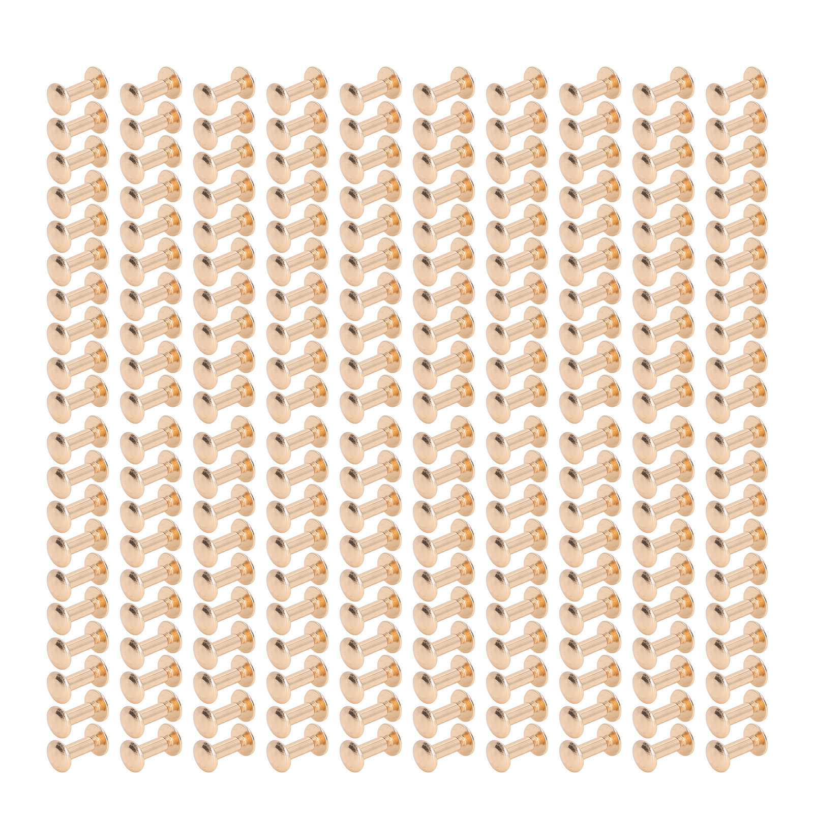 Set Mit 200 Umweltfreundlichen, Gebogenen, Vergoldeten Messingnieten (10 Und 15 Mm Durchmesser) Zur Selbstmontage Mit Gleichmäßiger Beschichtung. Ideal Für Fotoalben. Goldfarben.