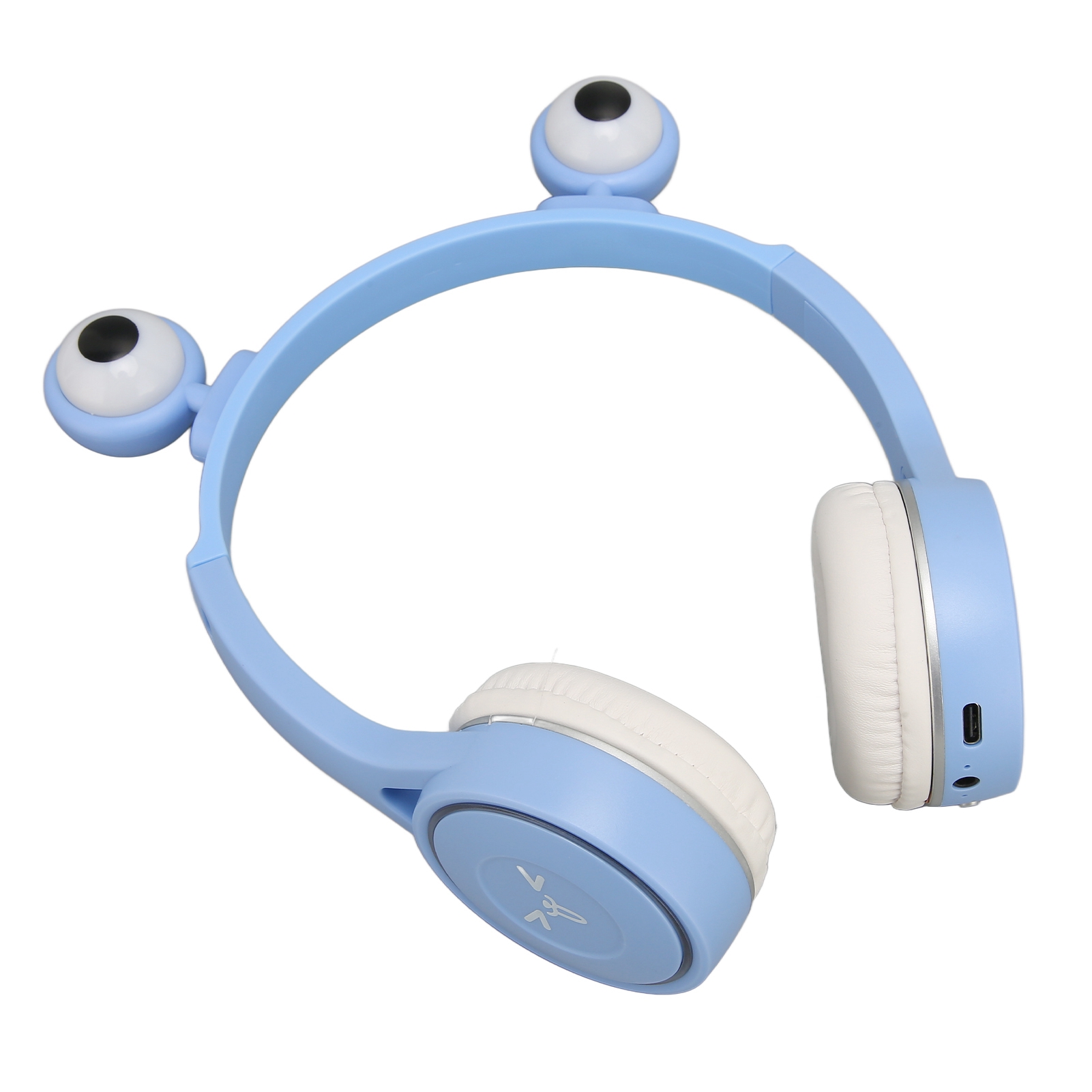 Bluetooth-kopfhörer Für Kinder, Cartoon-design Mit Großen, Niedlichen Augen, Mikrofon Und Led-licht, Blau