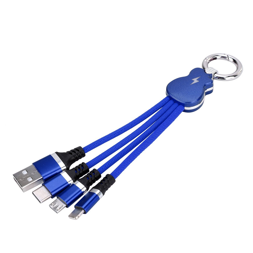 Universelles 3-in-1 Usb-lade- Und Datenkabel Für Iphone Und Android (blau)