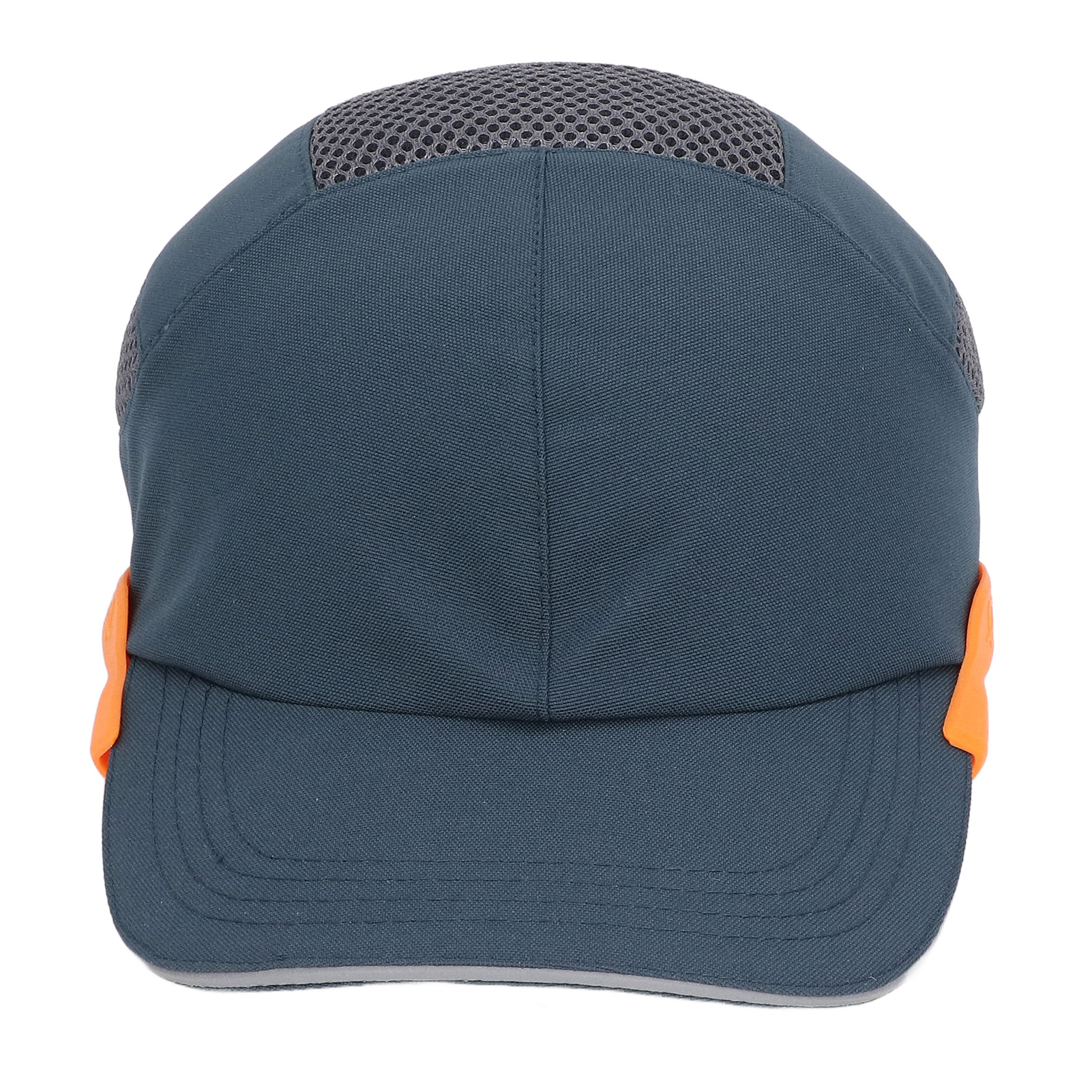 Atmungsaktive Schutzkappe Mit Schirm, Ideal Für Sport Und Arbeit, Blau Mit Orangefarbenem Besatz.