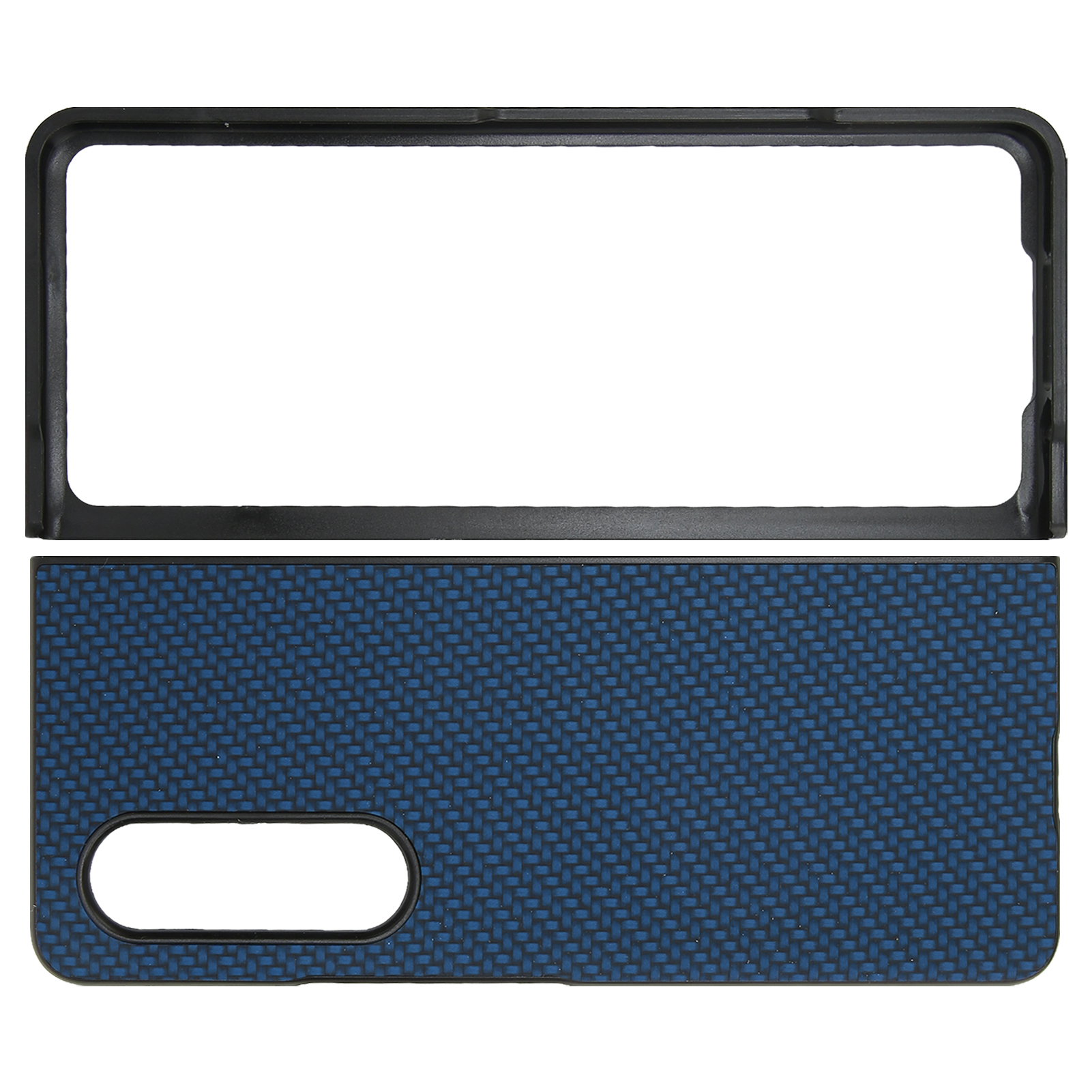 Faltbare Handyhülle Mit Rundumschutz Für Galaxy Z Fold 3, Carbonfaser-optik, Blau
