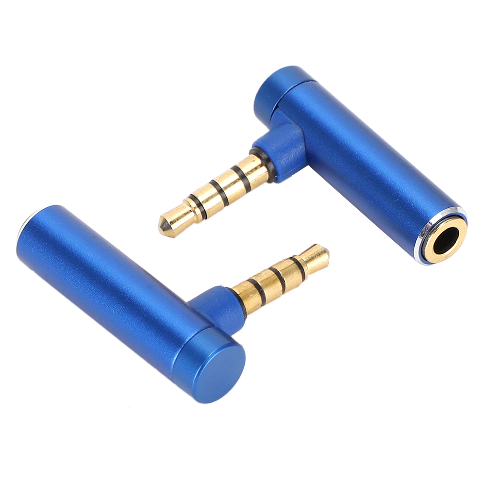 Packung Mit 2 Rechtwinkligen 3,5-mm-klinkenstecker-auf-klinkenbuchse-audioadaptern Für Stereo-kopfhörerkabel (blau)