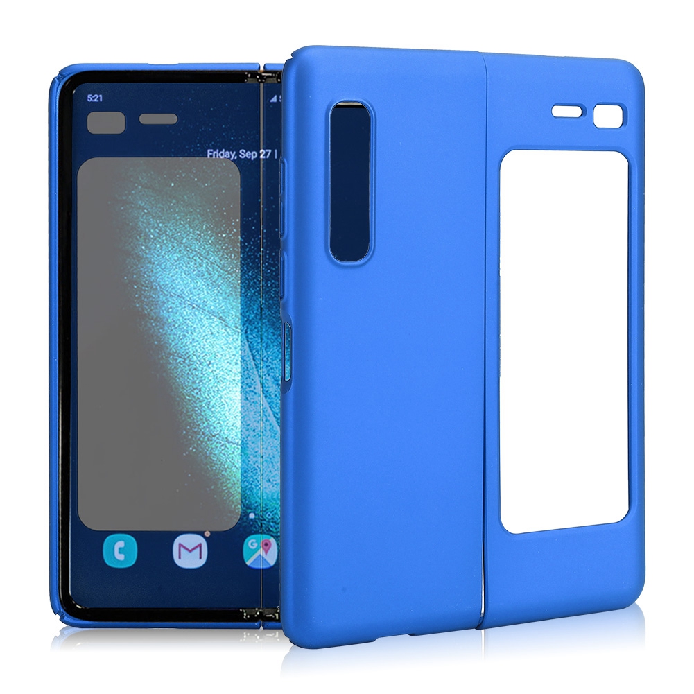 Luxuriöse, Faltbare Handyhülle Aus Hochwertigem, Mattiertem Pc-hartplastik Für Samsung Galaxy (blau)