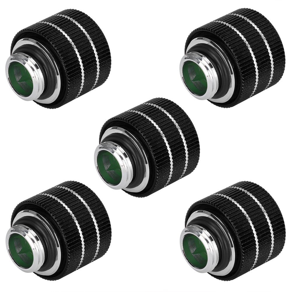 Packung Mit 5 Hygkn B14mm G1/4-außengewinde-wasserkühlungsschlauchverbindern In Silber, Schwarz, Rot Und Blau Mit Dichtung (schwarz)