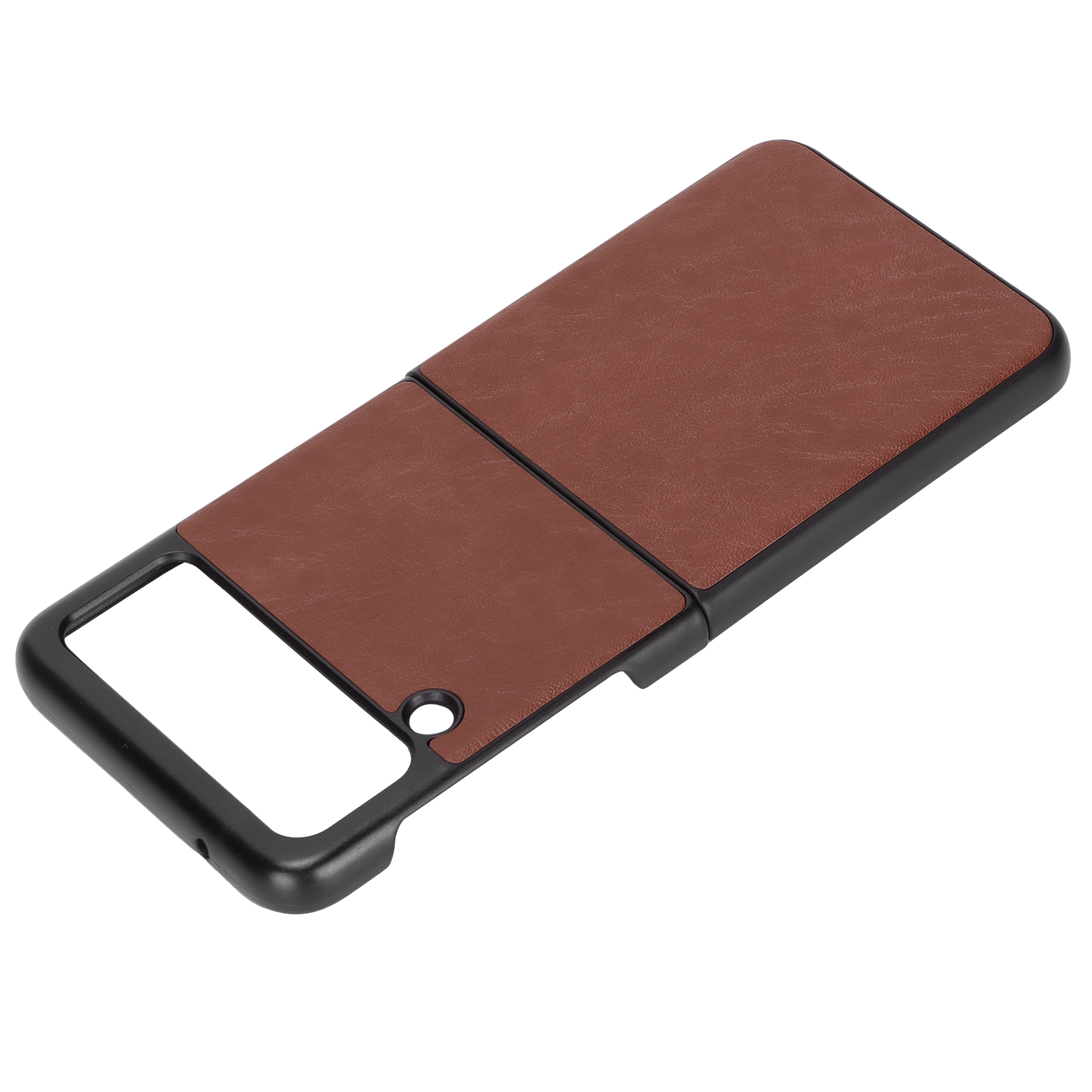 Braune Lederhülle Für Samsung Galaxy Z Flip 3, Kratzfest Und Stoßfest