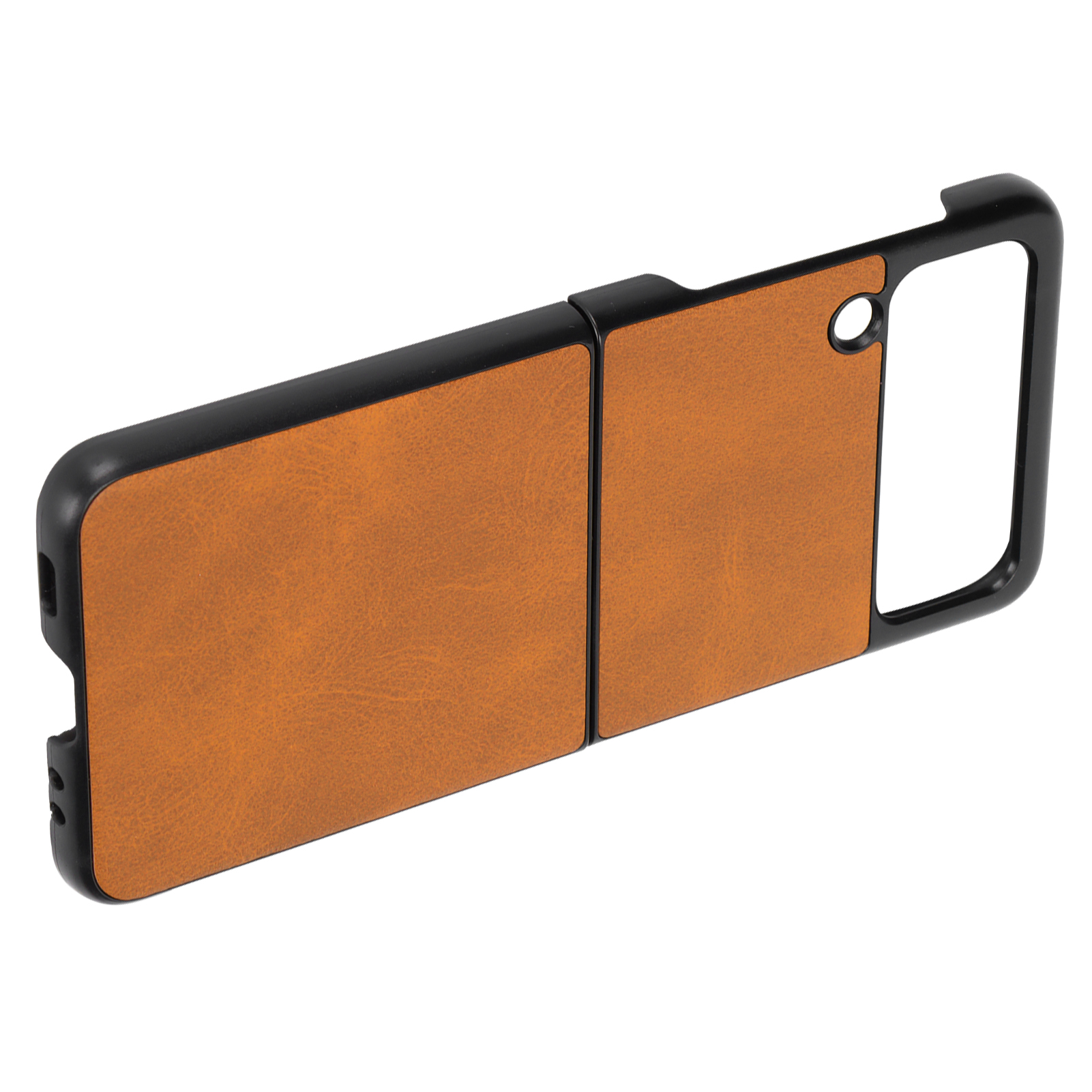 Robuste, Braune Lederhülle Für Samsung Galaxy Z Flip 3, Stoßfest Und Kratzfest.