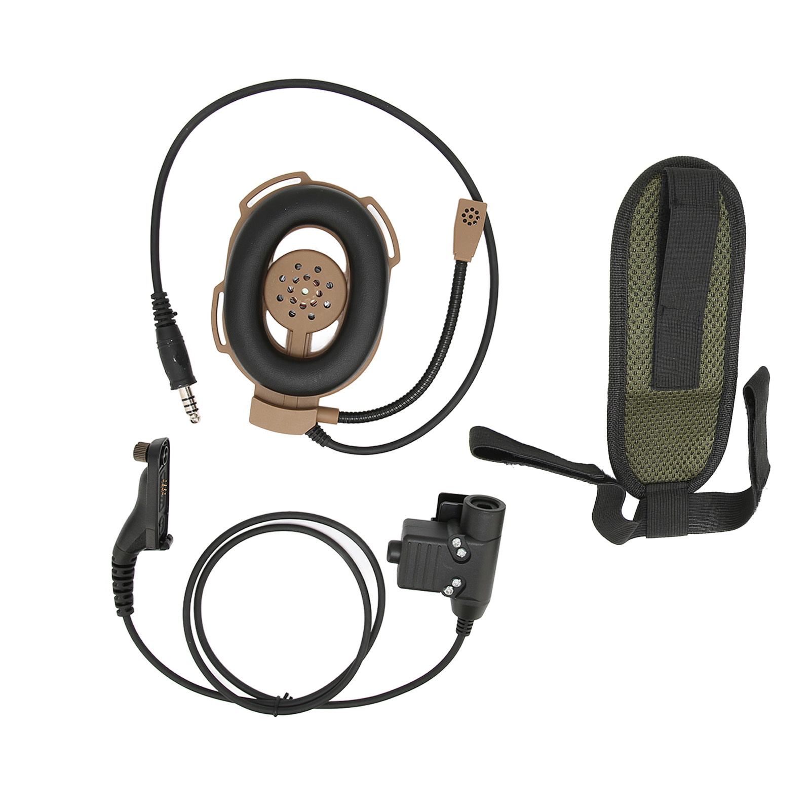Verstellbare In-ear-motorradhelm-kopfhörer Mit Ptt-taste U94 Für Motorola Xir P8268 Dp4400 (braun)