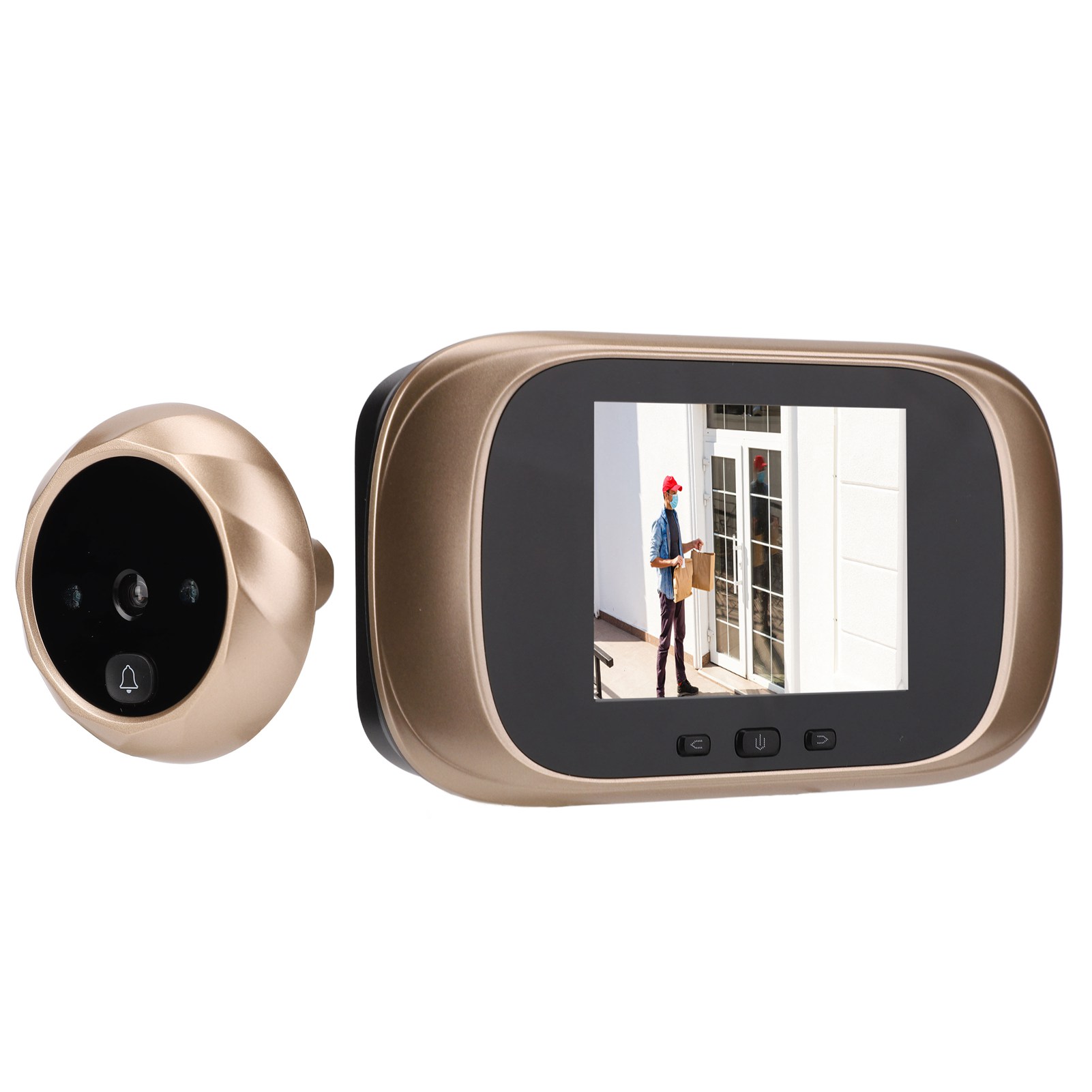 Digitaler Türspion Mit 2,8-zoll-hd-bildschirm, 90°-weitwinkel, Kompatibel Mit 12 Sprachen, Goldfarben.