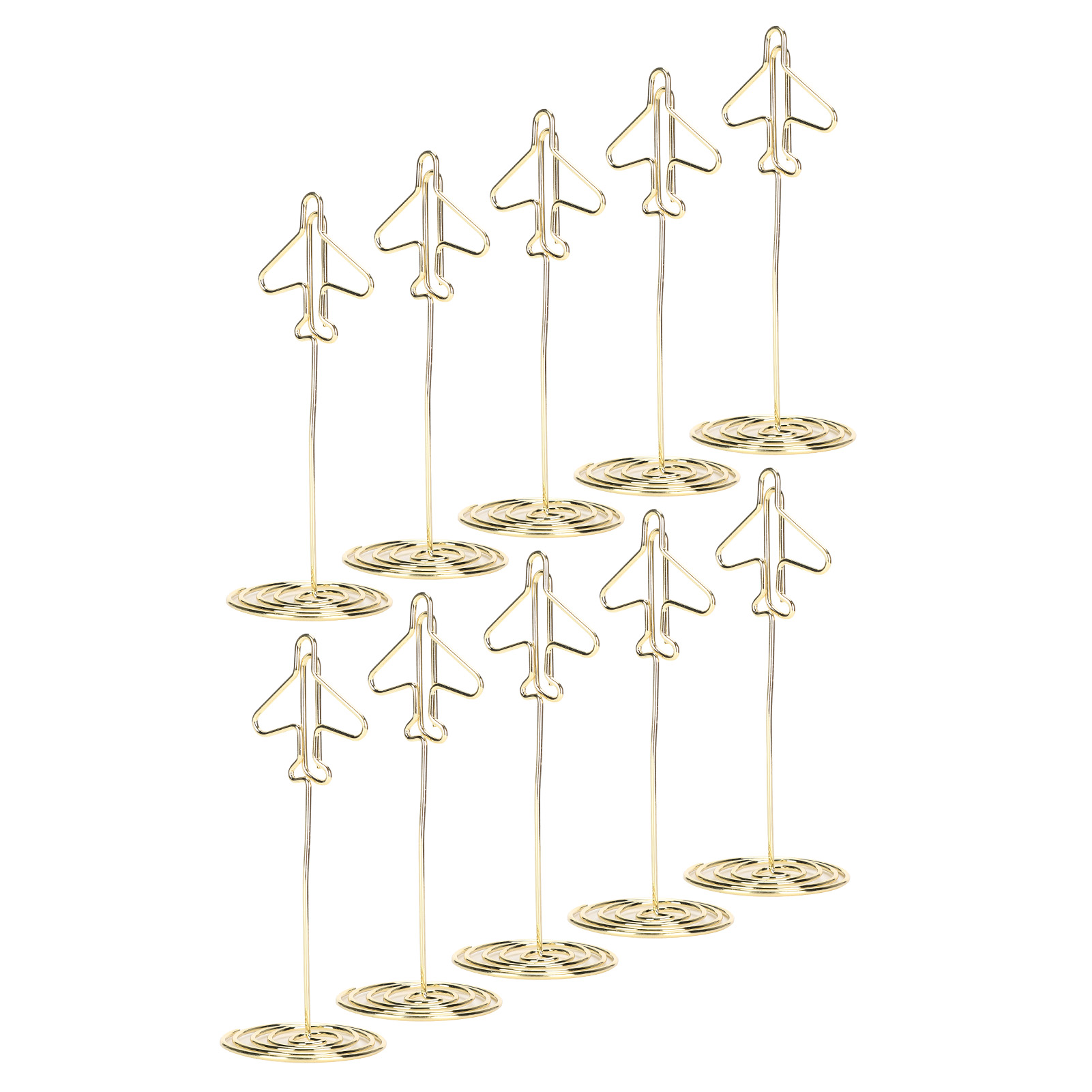 Set Mit 10 Goldfarbenen Visitenkarten-/fotohaltern Aus Metall Mit Sockel