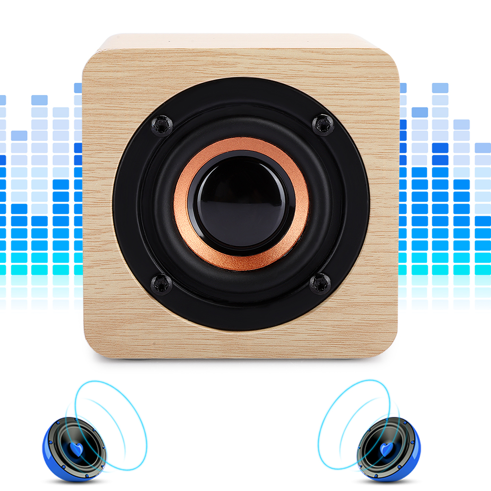 Mini-bluetooth-lautsprecher Aus Gelbem Holz, Usb-aufladbar, Tragbarer Würfel
