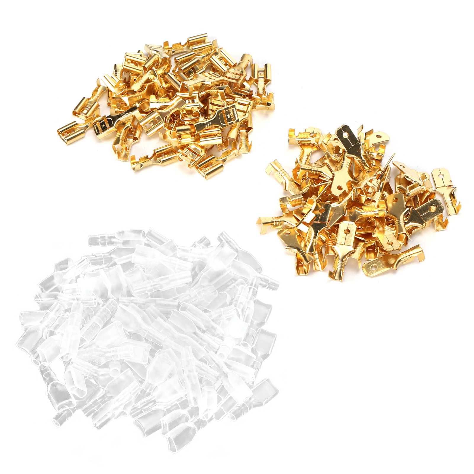 Set Mit 50 Paar Isolierenden Messing-crimpklemmen Für Elektrische Kabel, 6,3 Mm, Goldfarben