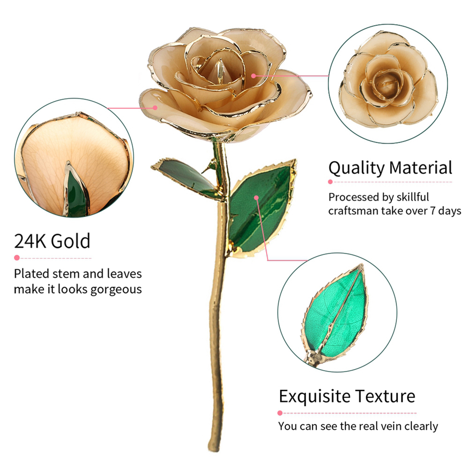 Langstielige Rose, Getaucht In 24-karätiges Gold, Präsentiert In Einer Geschenkbox Mit Ständer (rose Mit Ständer)