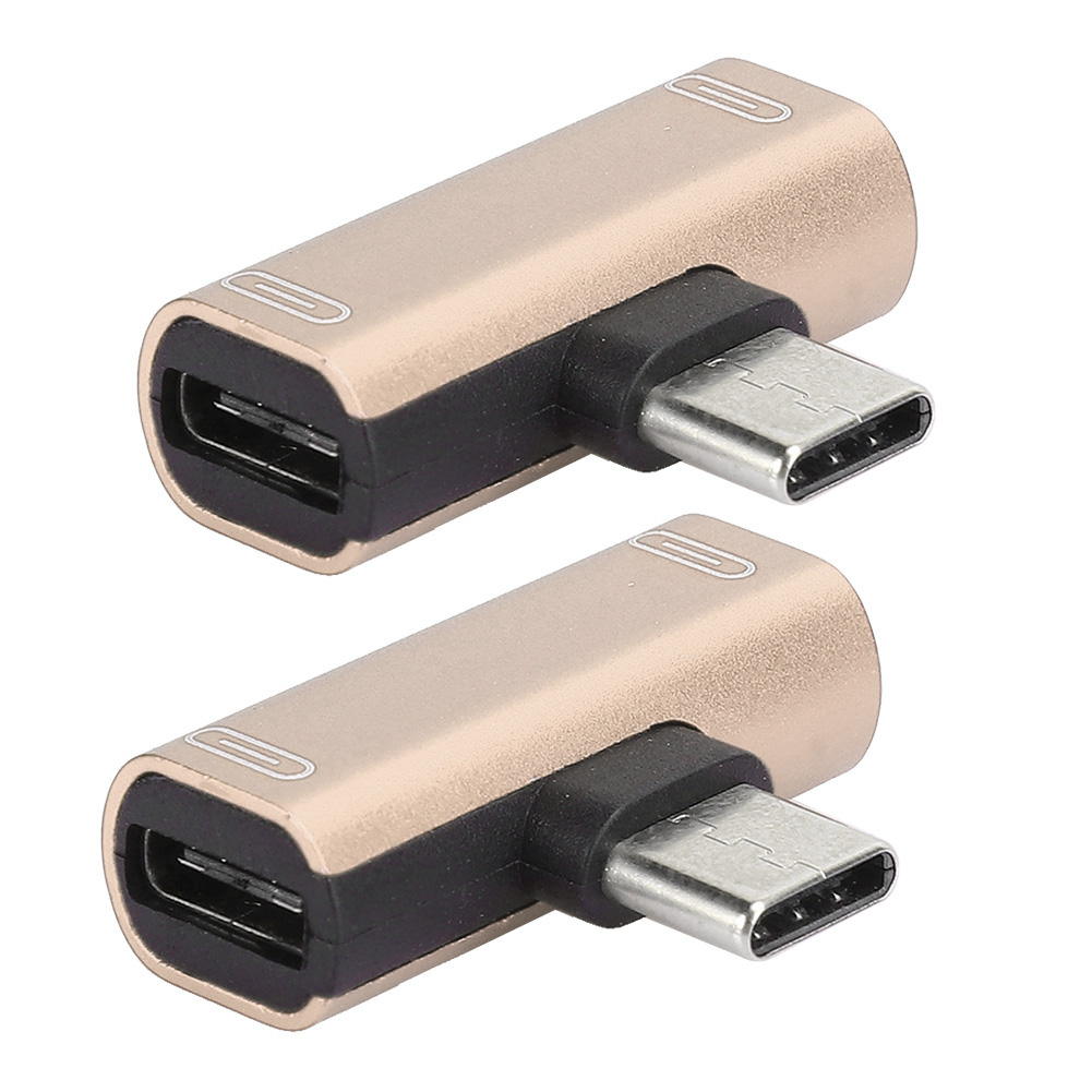 2 Stück Dual-typ-c-konverter/splitter 2 In 1 Auf Usb-audio-ladeadapter Für Kopfhörer, Goldfarben (gold)