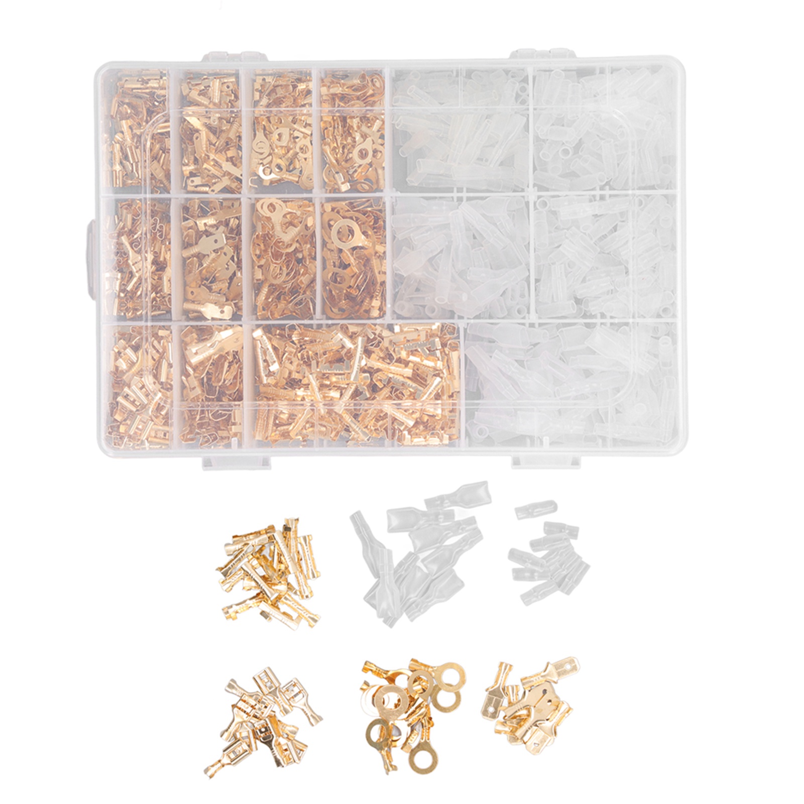 Packung Mit 1000 Isolierten Crimpverbindern (männlich Und Weiblich), Von 2,8 Bis 6,3 Mm, Goldfarben.