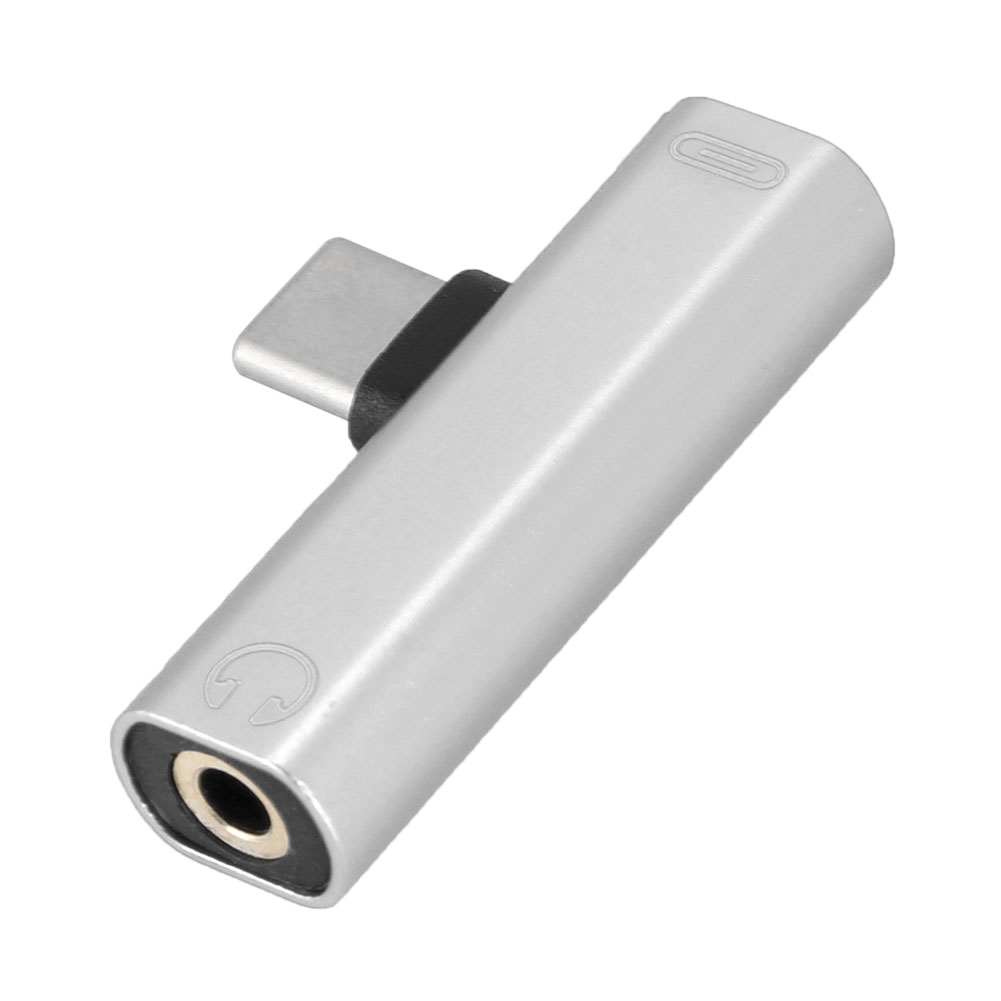 2-in-1 Multifunktions-usb-typ-c-auf-3,5-mm-kopfhöreranschluss-konverter (silber)
