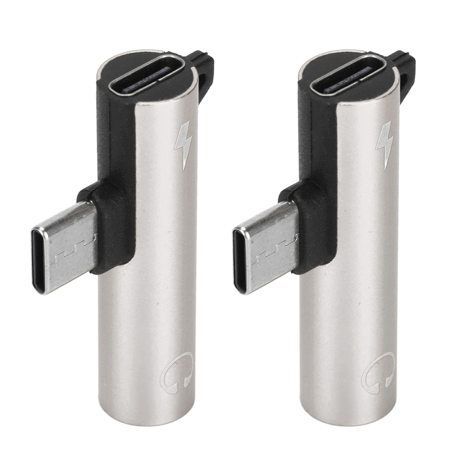 Usb-c-auf-3,5-mm-audioadapter (2er-pack) – 2-in-1 – Audio-ladefunktion – Silbernes Abs-gehäuse