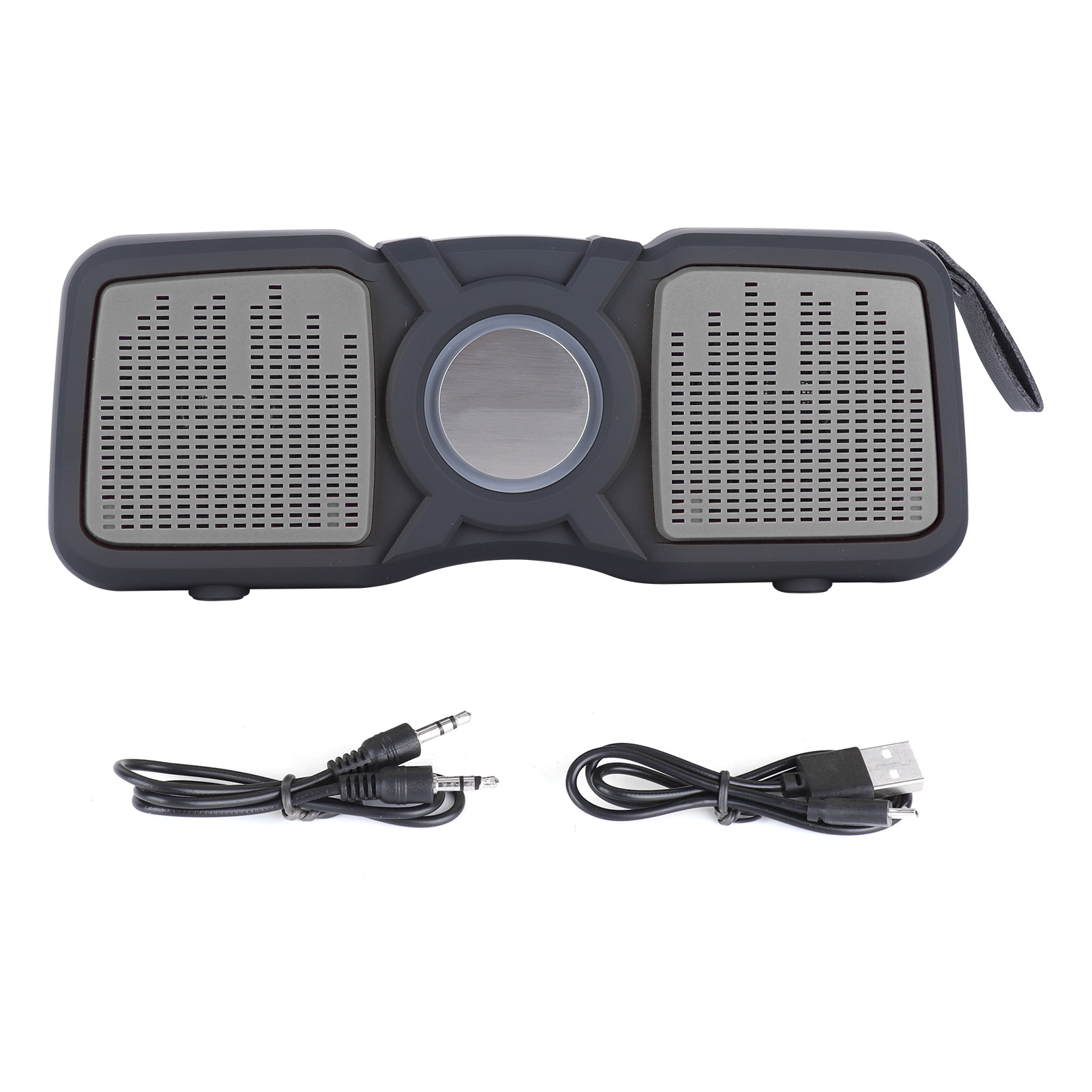 Tragbarer Kabelloser Bluetooth-lautsprecher Mit Zwei Lautsprechern Und Farbigen Lichtern (grau)
