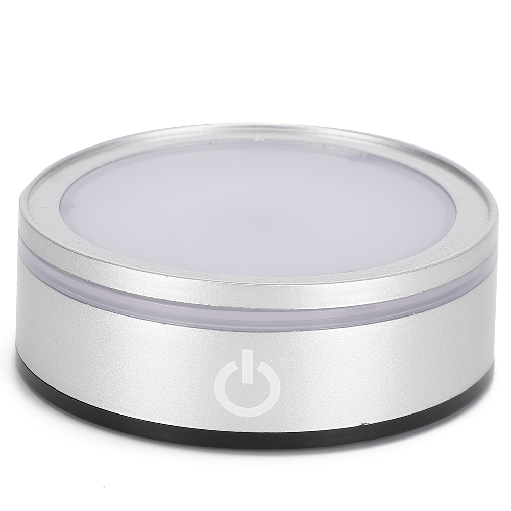 Silberner Led-touch-lampenhalter Mit Kristallfuß, 3d-farben, Verschiedene Modi, Zur Dekoration