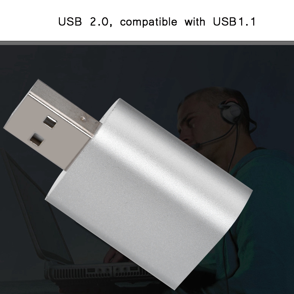 Usb 2.0 Auf 3,5-mm-adapter Für Externes 7.1-kanal-stereo-mikrofon Und Lautsprecher (silber)