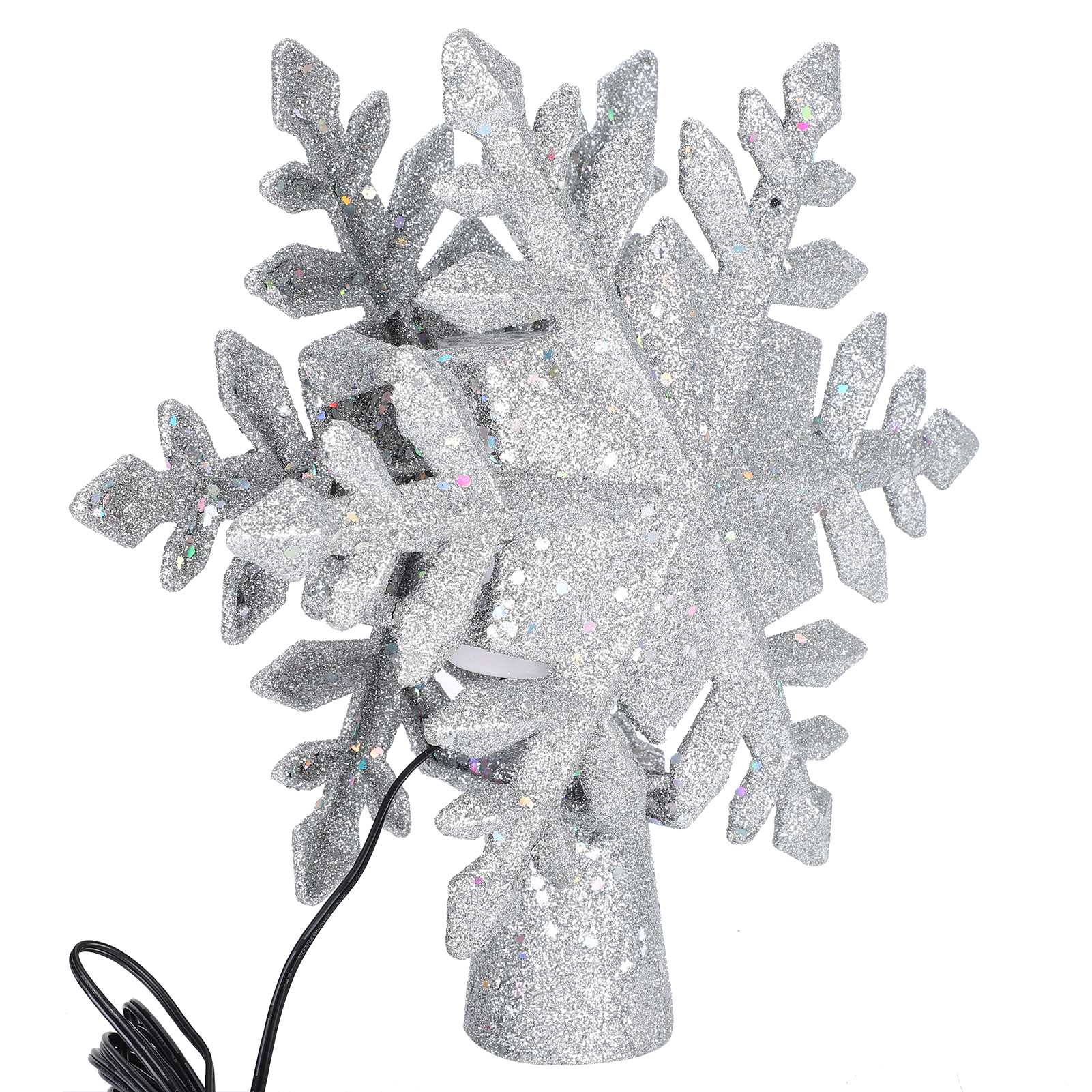Silberner Led-schneeflockenprojektor Für Den Weihnachtsbaum, Rotierende Lichtdekoration Mit Schneesturmeffekt, 220-v-eu-stecker
