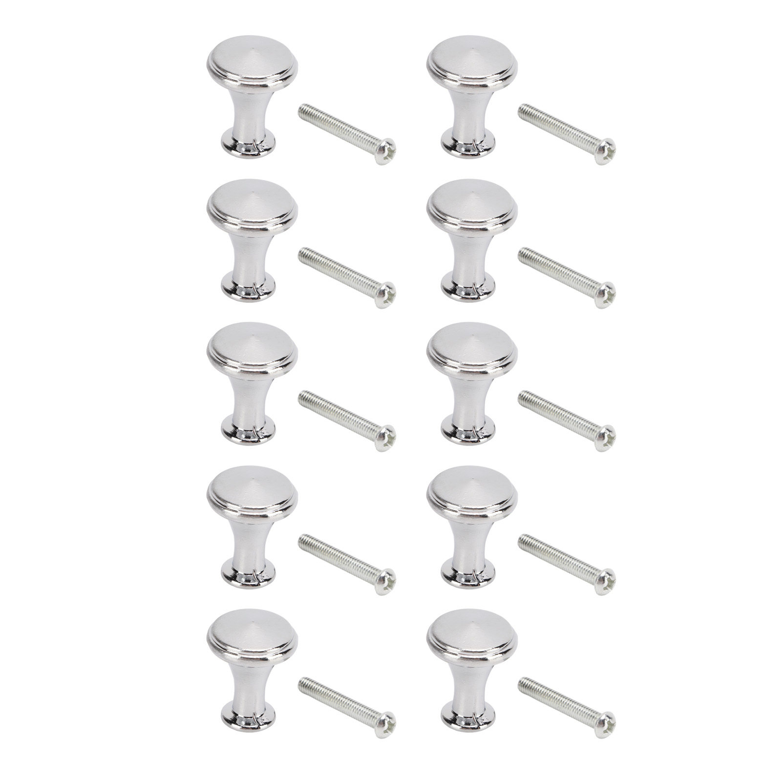 Set Mit 10 Einlochigen Griffen 20x25 Mm, Dekorative Runde Griffe Für Schubladen Und Schränke, Silber-weiße Ausführung.
