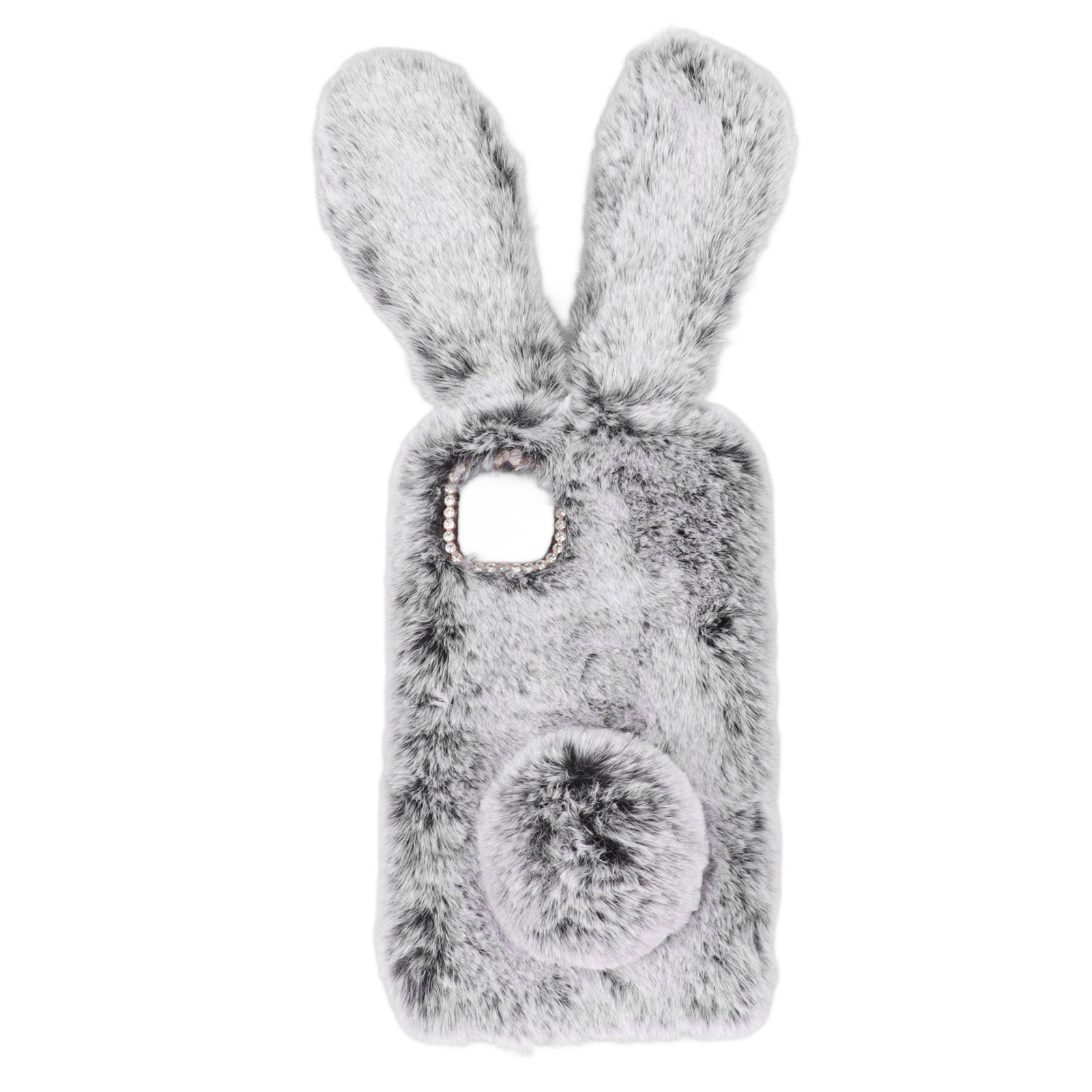 Plüsch-handyhülle Mit Niedlichen Hasenohren, Weiches Grau, Für Iphone 11