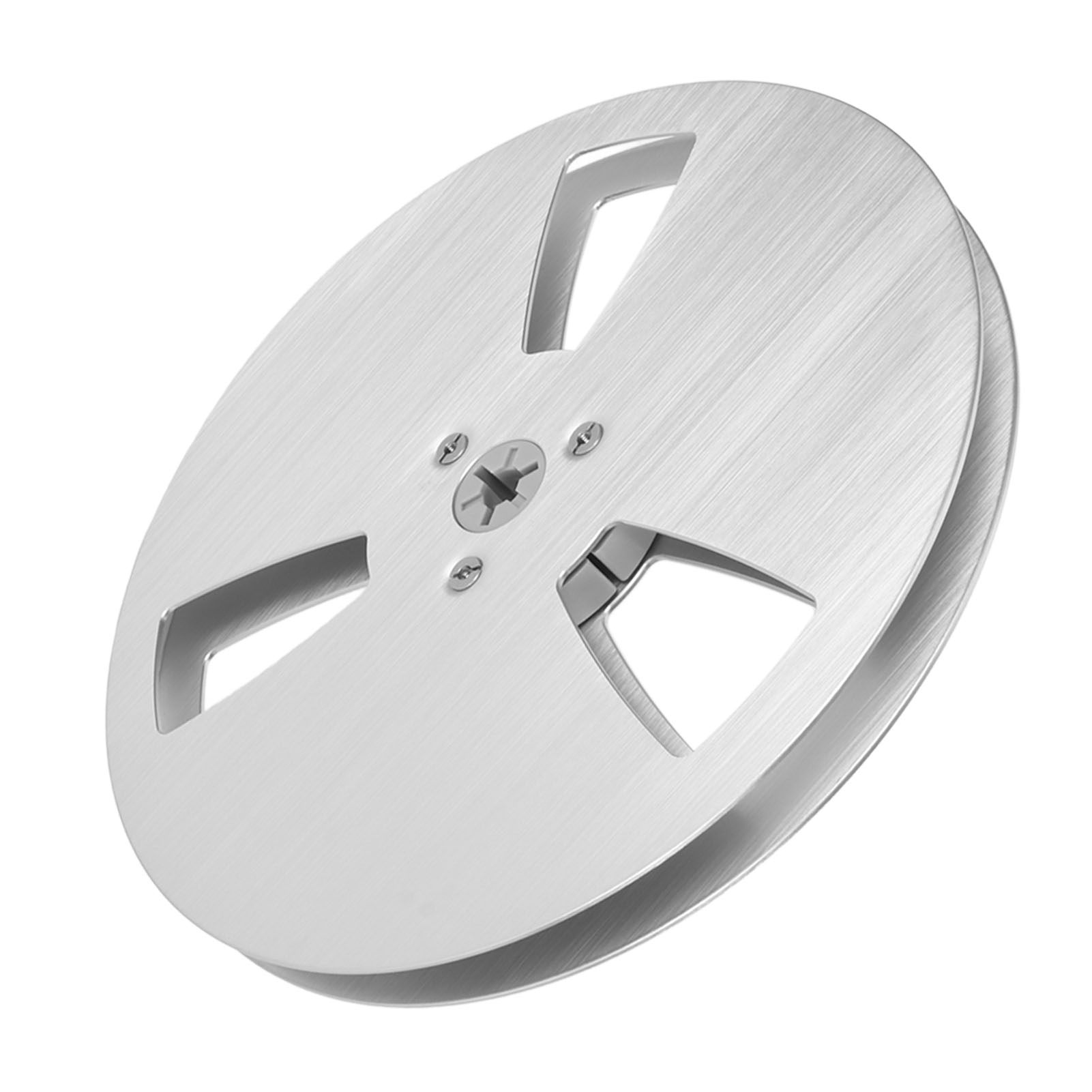 Leere 1/4"-7-zoll-bandspule, 3 Löcher, Aluminiumlegierung, Universalöffnung, Maschinenteil, Silberne Aufwickelspule